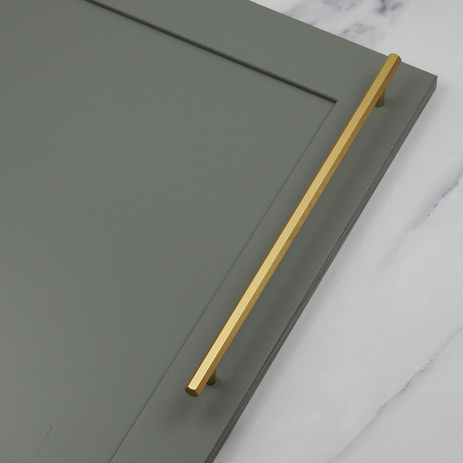 Handle & Home Brushed Brass Hexagon T-Bar Cabinet Handle & Knob - 320Mm Handle