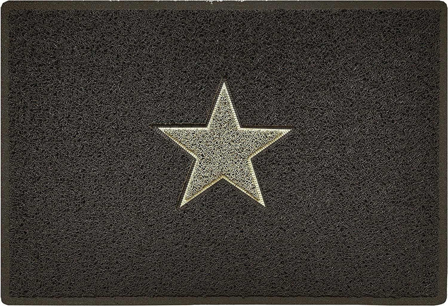 Nicoman Brown/Beige Inlay Star Doormat - With Star - 90Cm X 60Cm