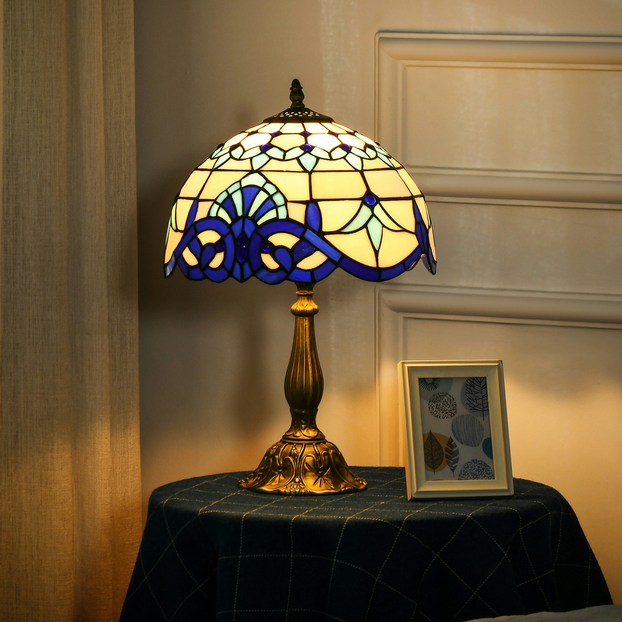 Rackhams Stained Glass Table Lamp, For Bedroom Bedside