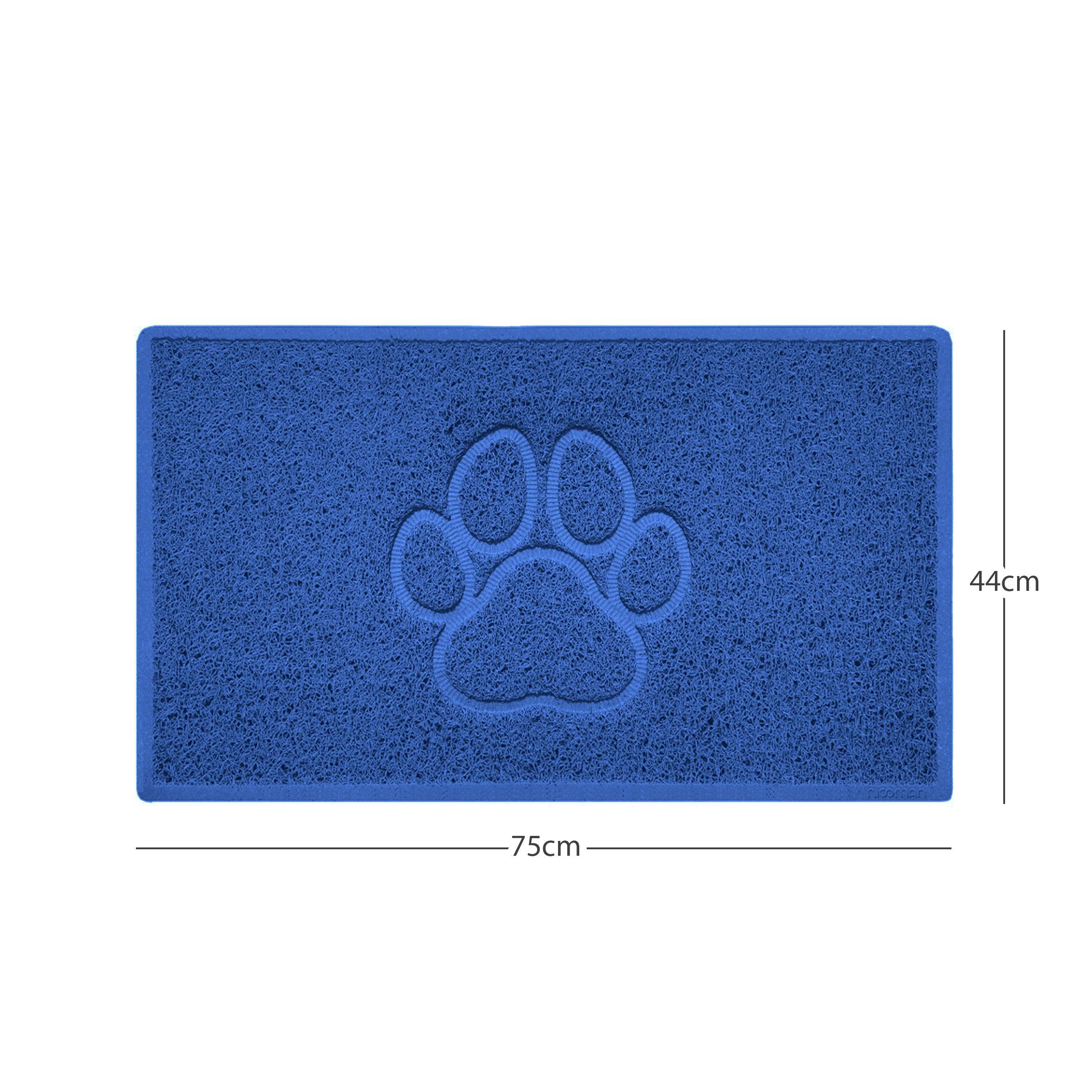 Rackhams Blue "Paw Print" Embossed Loofah Textured Spaghetti Door Mat - 75Cm X 44Cm - Yes (Suitable For Indoors)