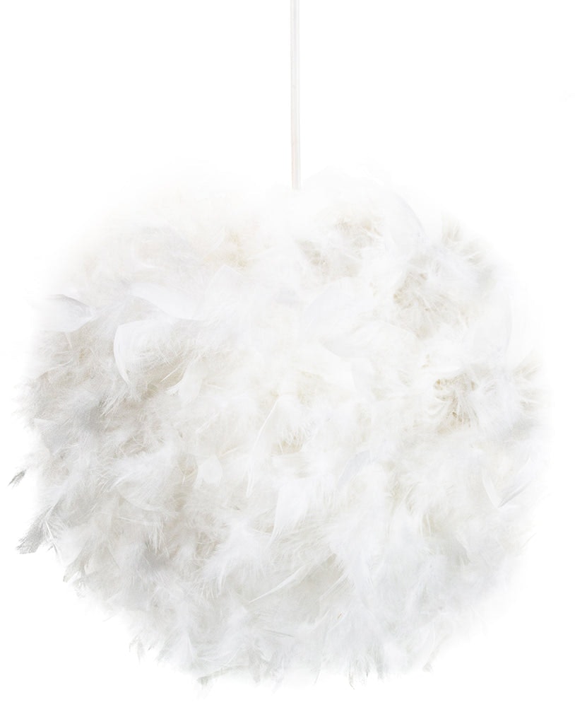 Rackhams White Eye-Catching And Designer Small Feather Decorated Pendant Lighting Shade