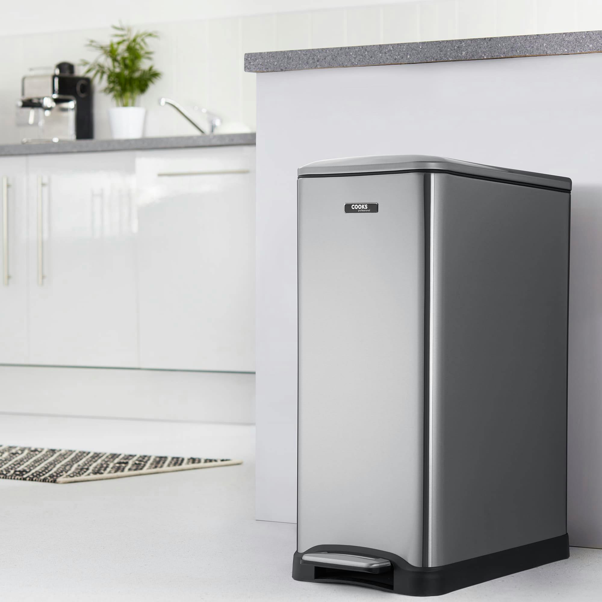 Rackhams Silver 50L Dual Recycling Slimline Pedal Bin |