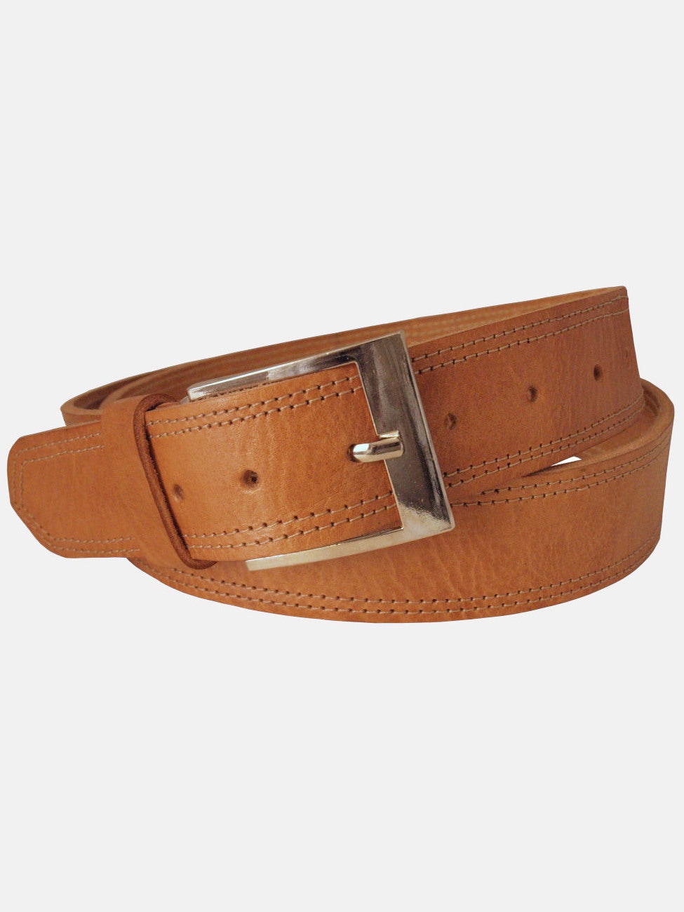 Berber Leather Women's White Tan Leather Belt - Wide Width - 44"