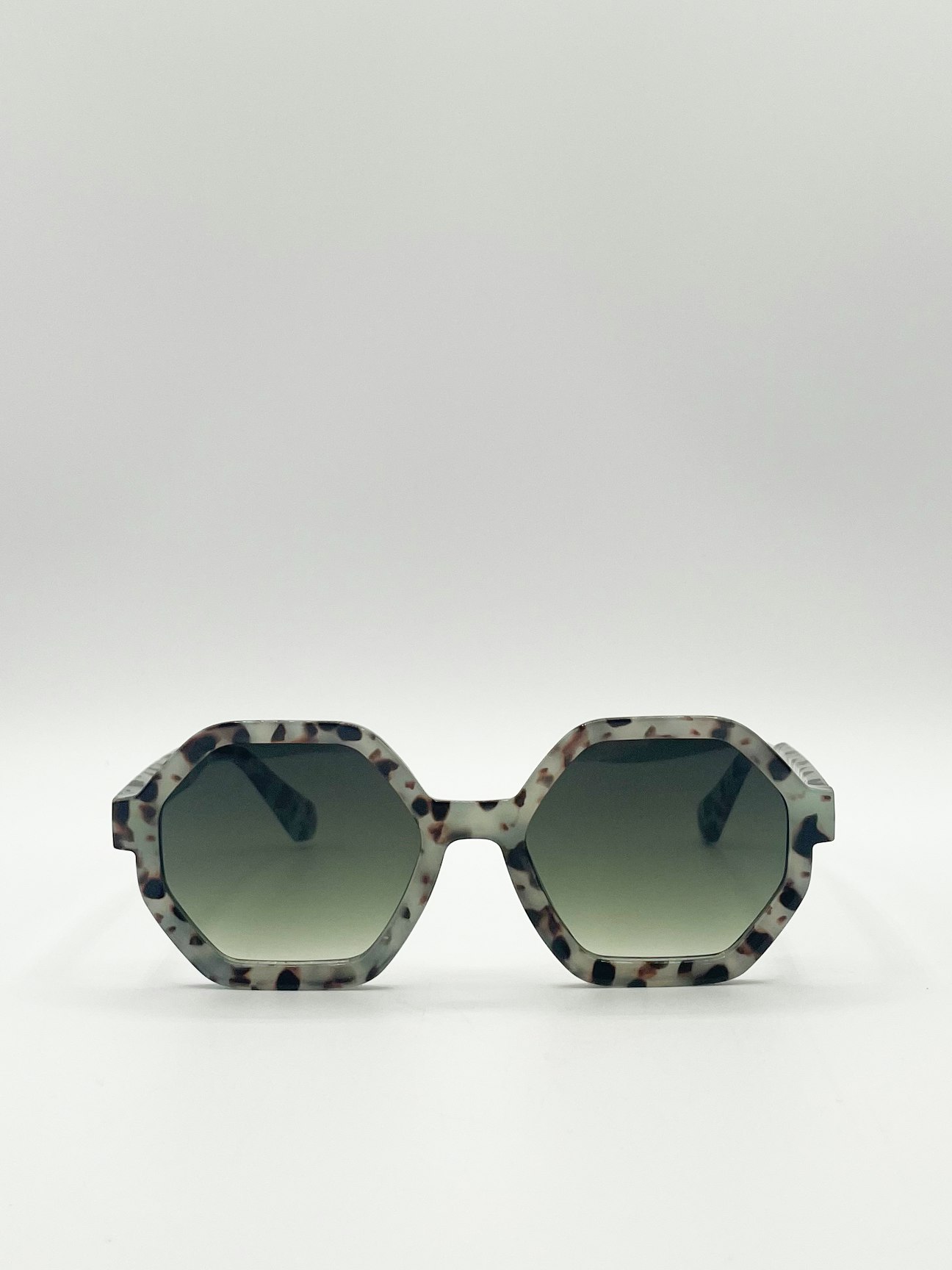 Svnx Grey Pale Tortoiseshell Oversized Hexagon Sunglasses - One Size