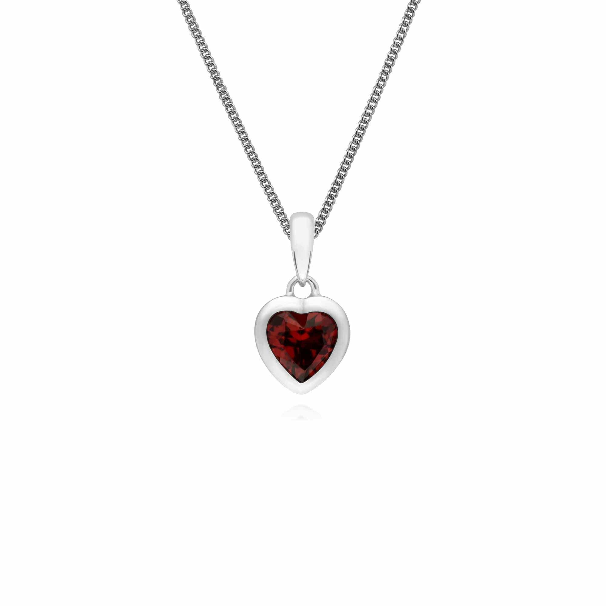 Gemondo Silver Essential Heart Shaped Garnet Pendant In 925 Sterling