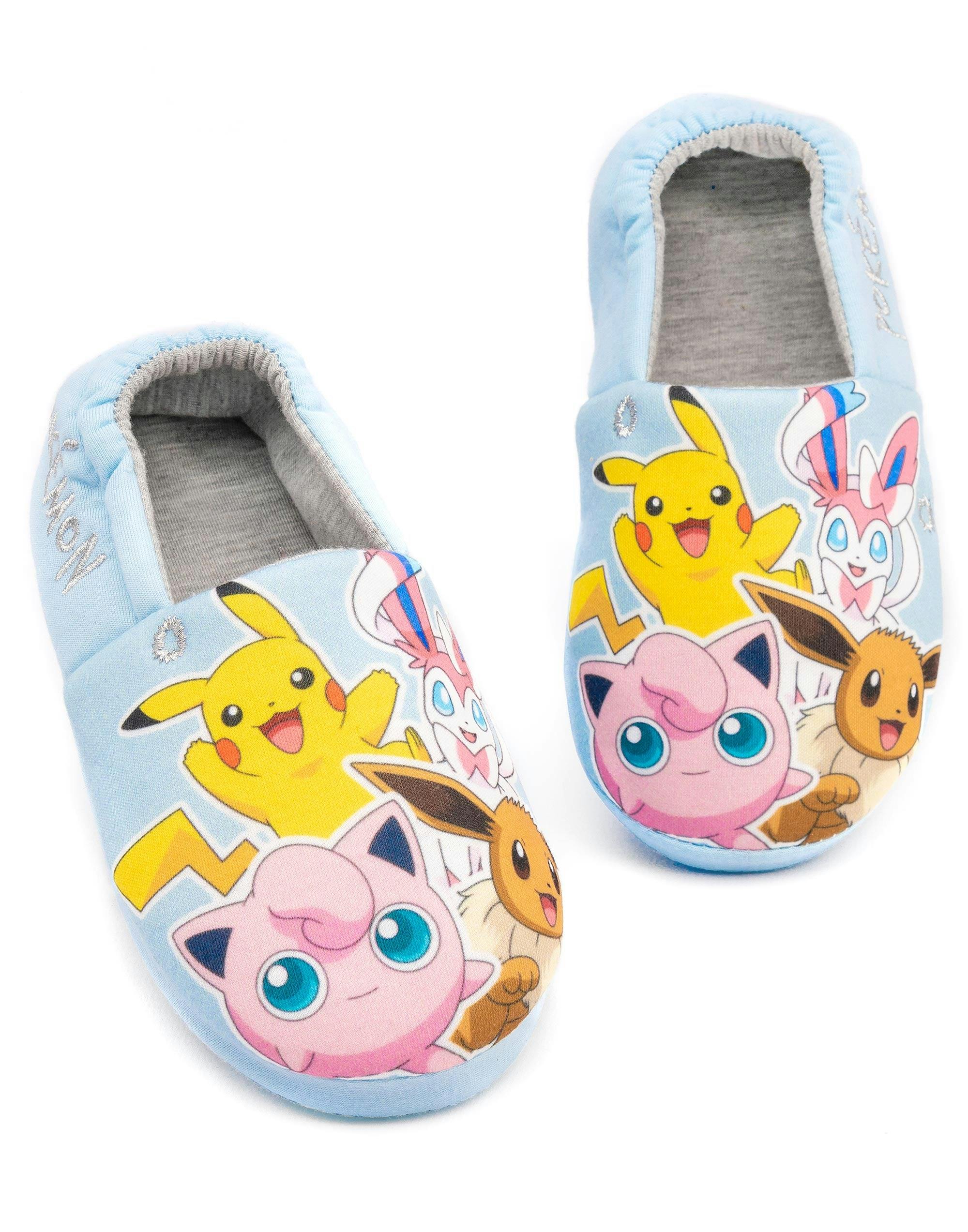 Vanilla Underground Girls Blue Pokemon Pikachu Slip On Loafer Slippers - 10 Uk Child