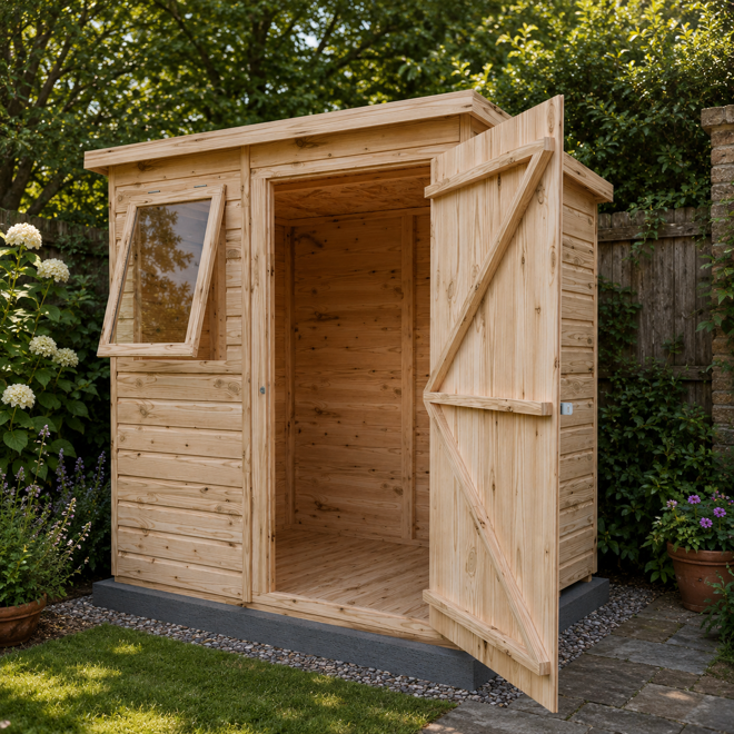 Rackhams Light/Green Pent 6X4 12Mm Interlock Clad Wooden Shed