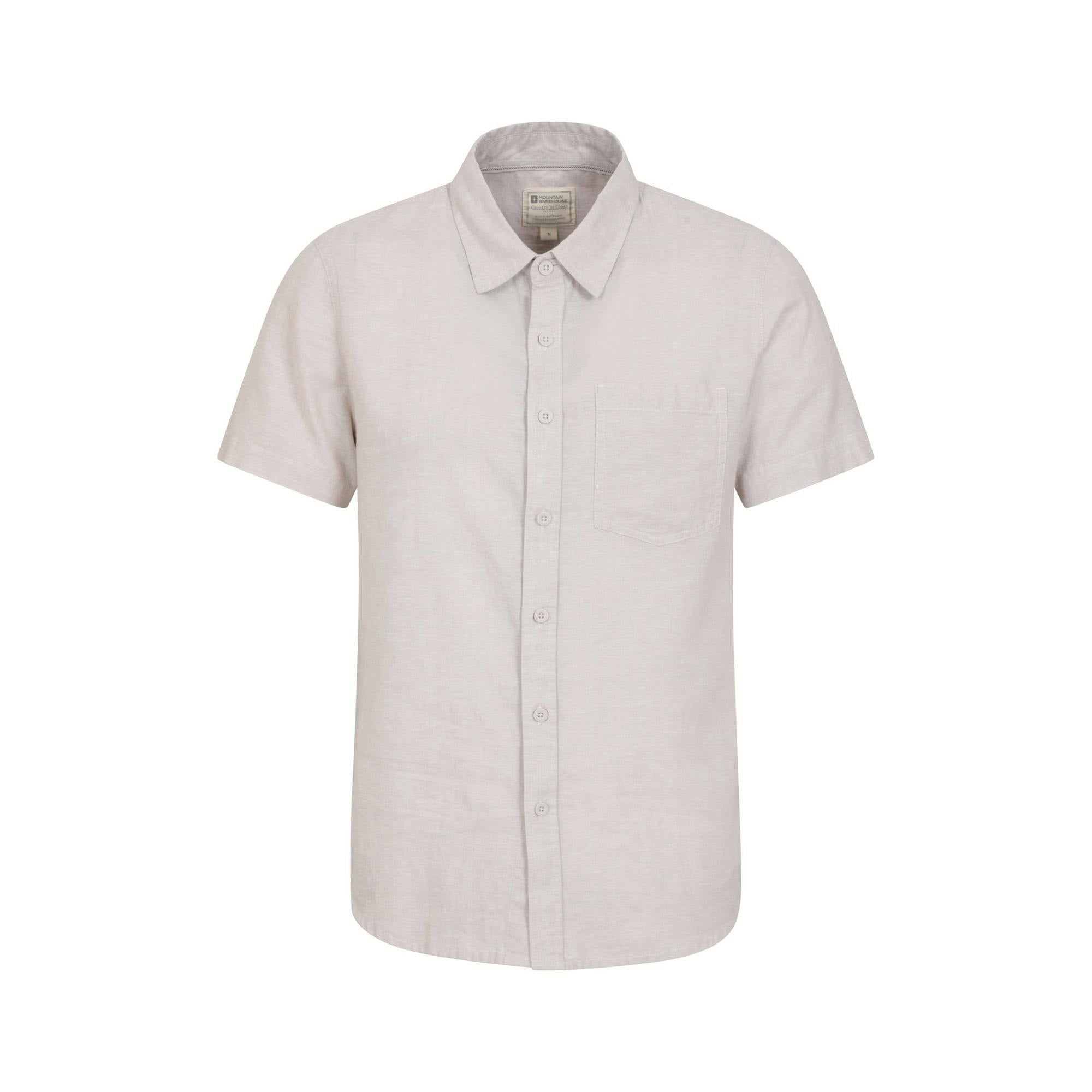 Mountain Warehouse Men's Light/Beige Lowe Linen Blend Shirt - S - 55% Linen/45% Cotton