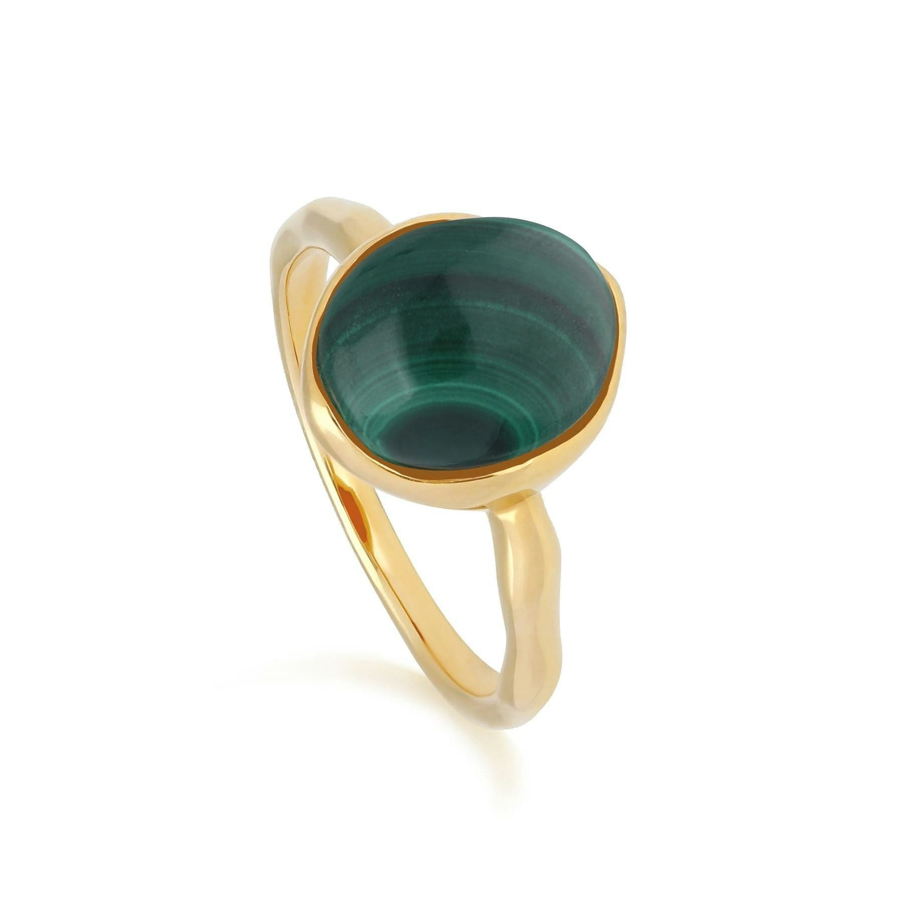 Gemondo Women's Yellow/Gold/Silver Irregular B Gem Malachite Ring In Plated - M