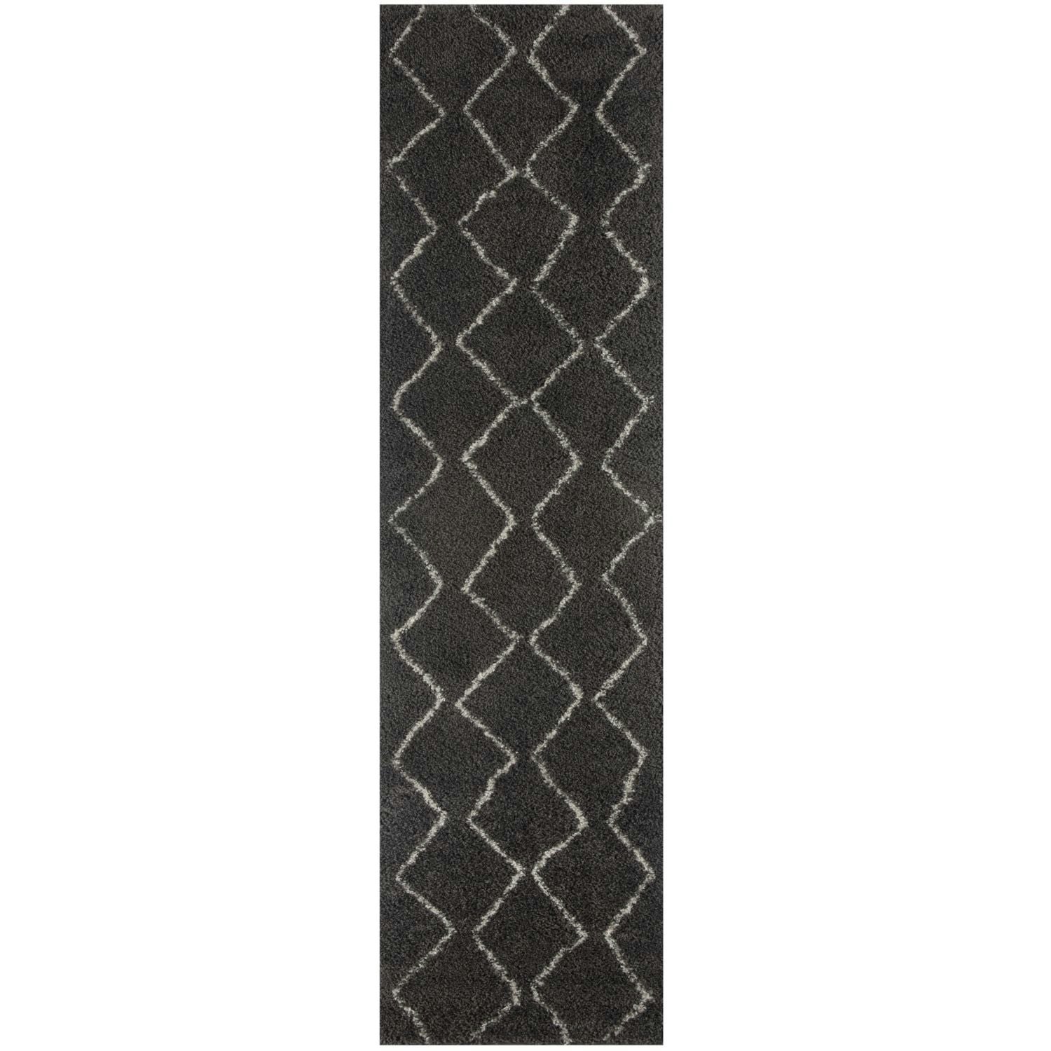 The Rugs Dark/Grey Moroccan Shaggy Rug | 840 - 80X300 Cm