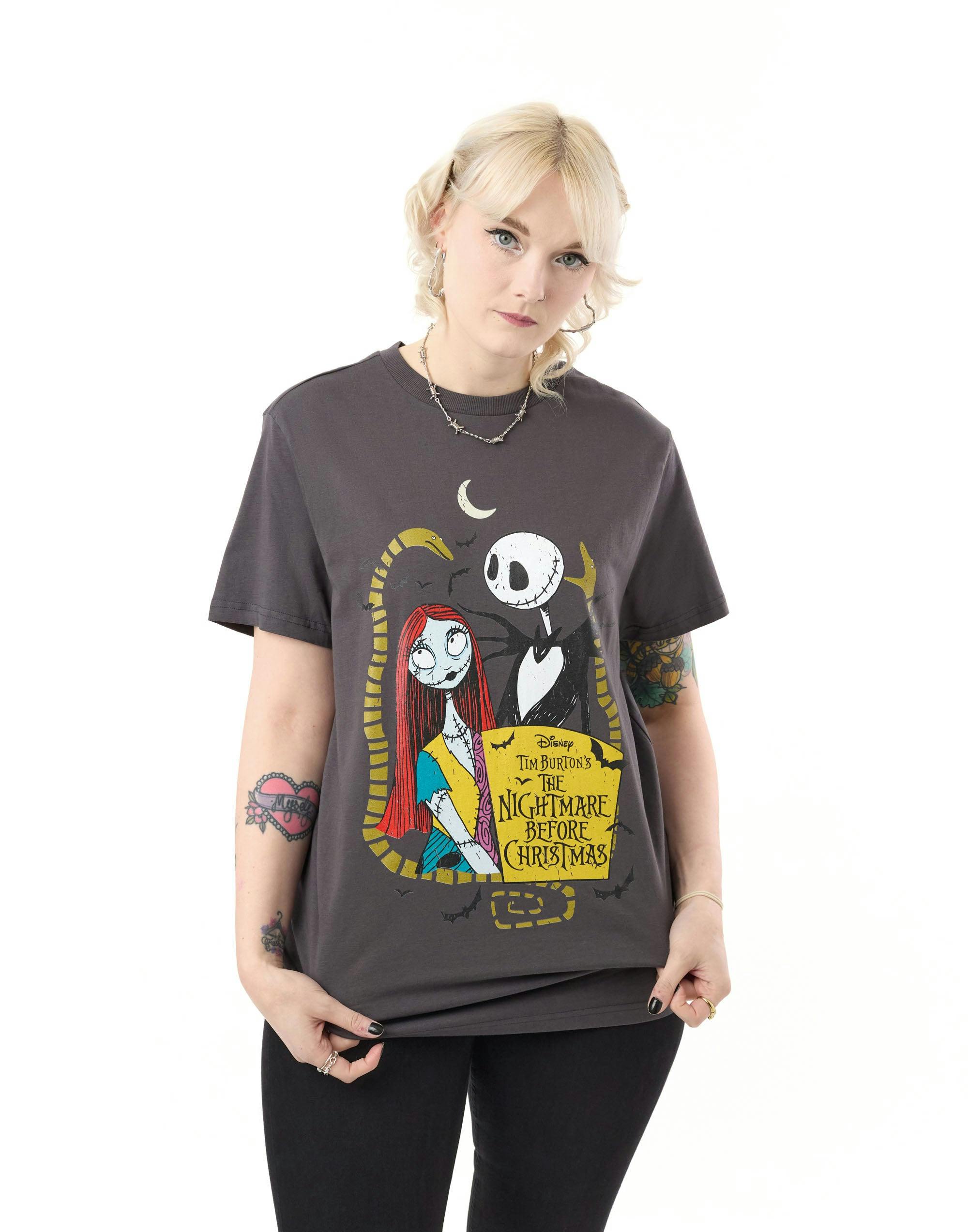 Vanilla Underground Unisex Grey Disney The Nightmare Before Christmas Jack And Sally Short Sleeved T-Shirt - Medium