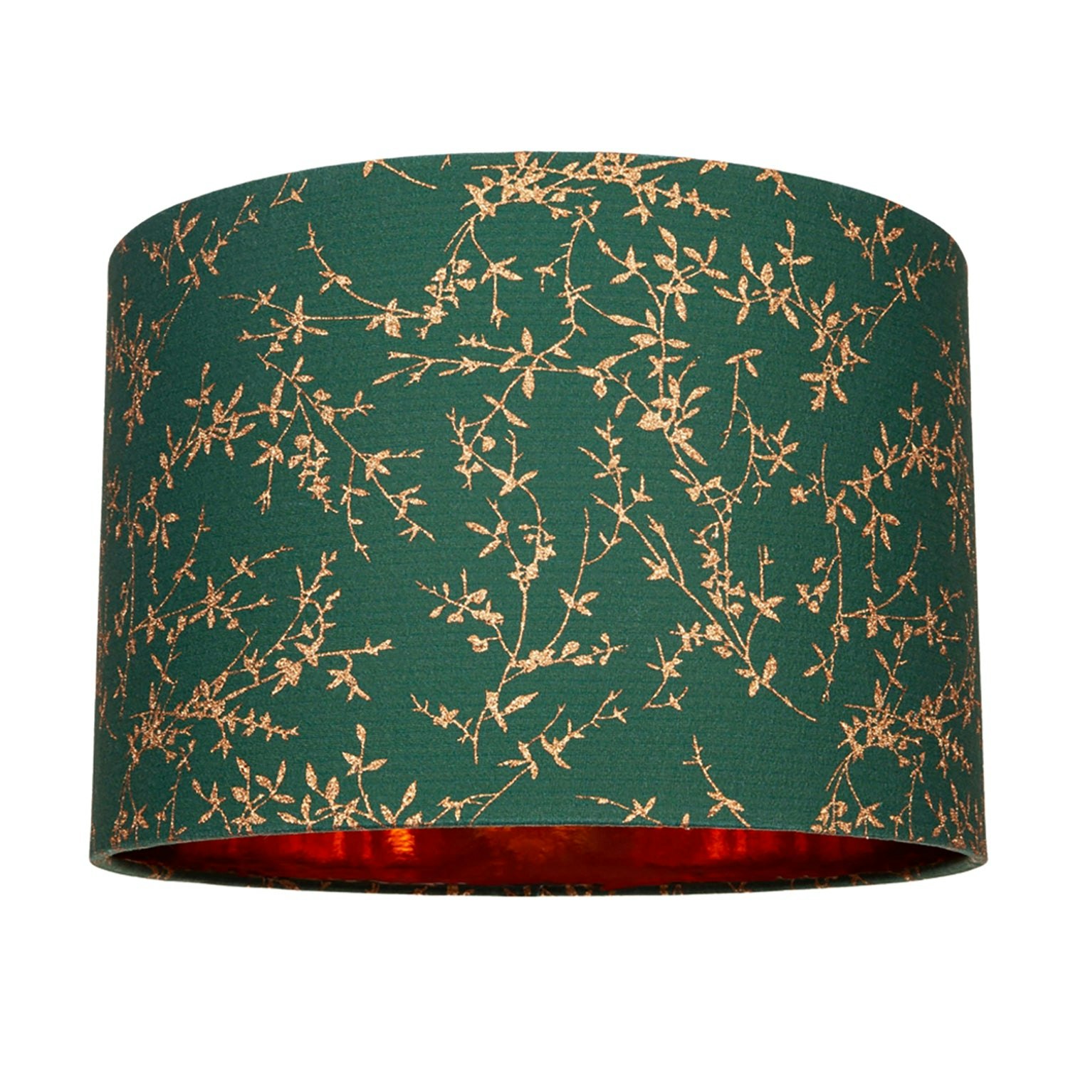 Happy Homewares Green Modern Cotton Fabric 12" Lamp Shade With Copper Foil Floral Decoration