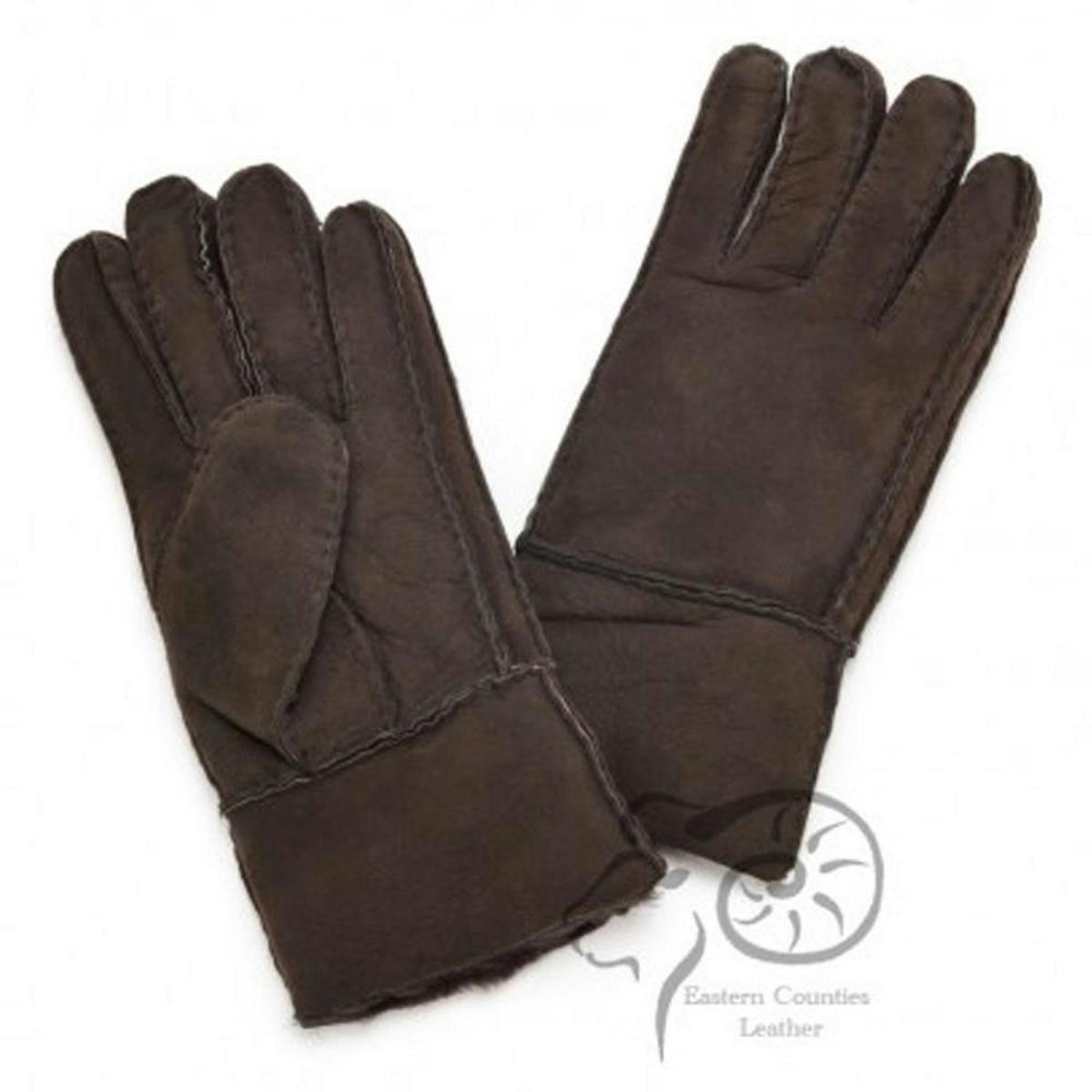 Eastern Counties Leather Women's Cuffed Sheepskin Gloves - Coffee - L - Coffee - 100% Sheepskin