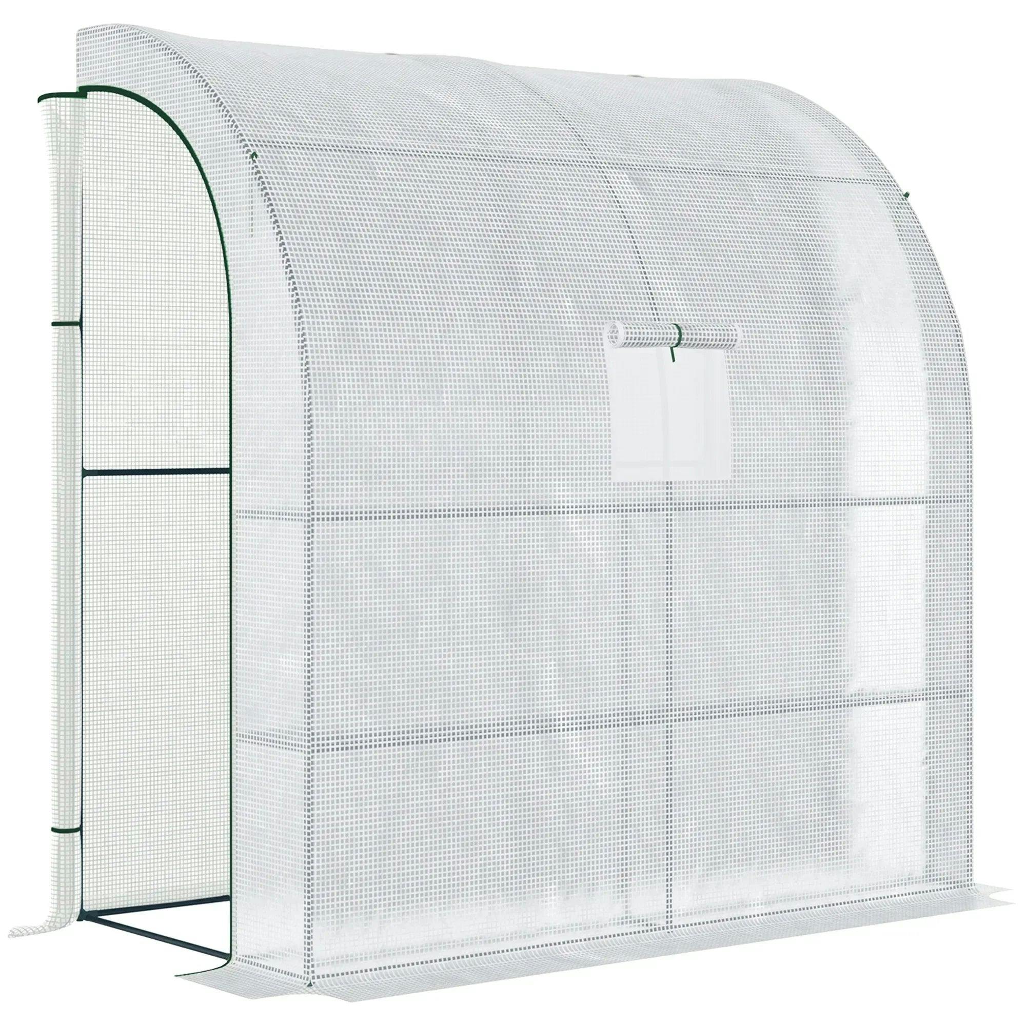 Outsunny Unisex White Walk-In Lean To Wall Greenhouse W/Window&Door 200Lx 100W X 213Hcm In - Image 5