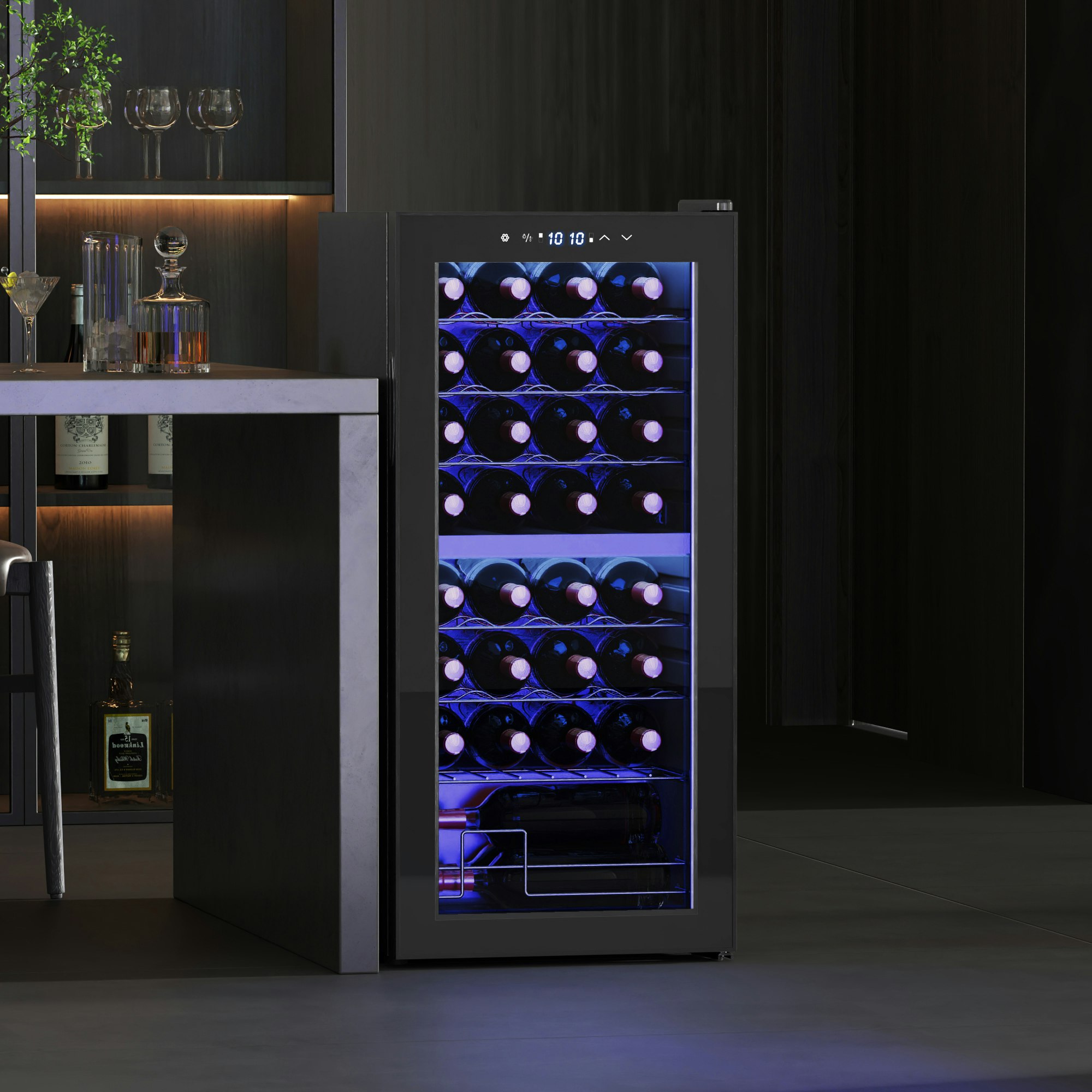 Homcom 86L Dual Zone Wine Cooler With Adjustable Temperature Control