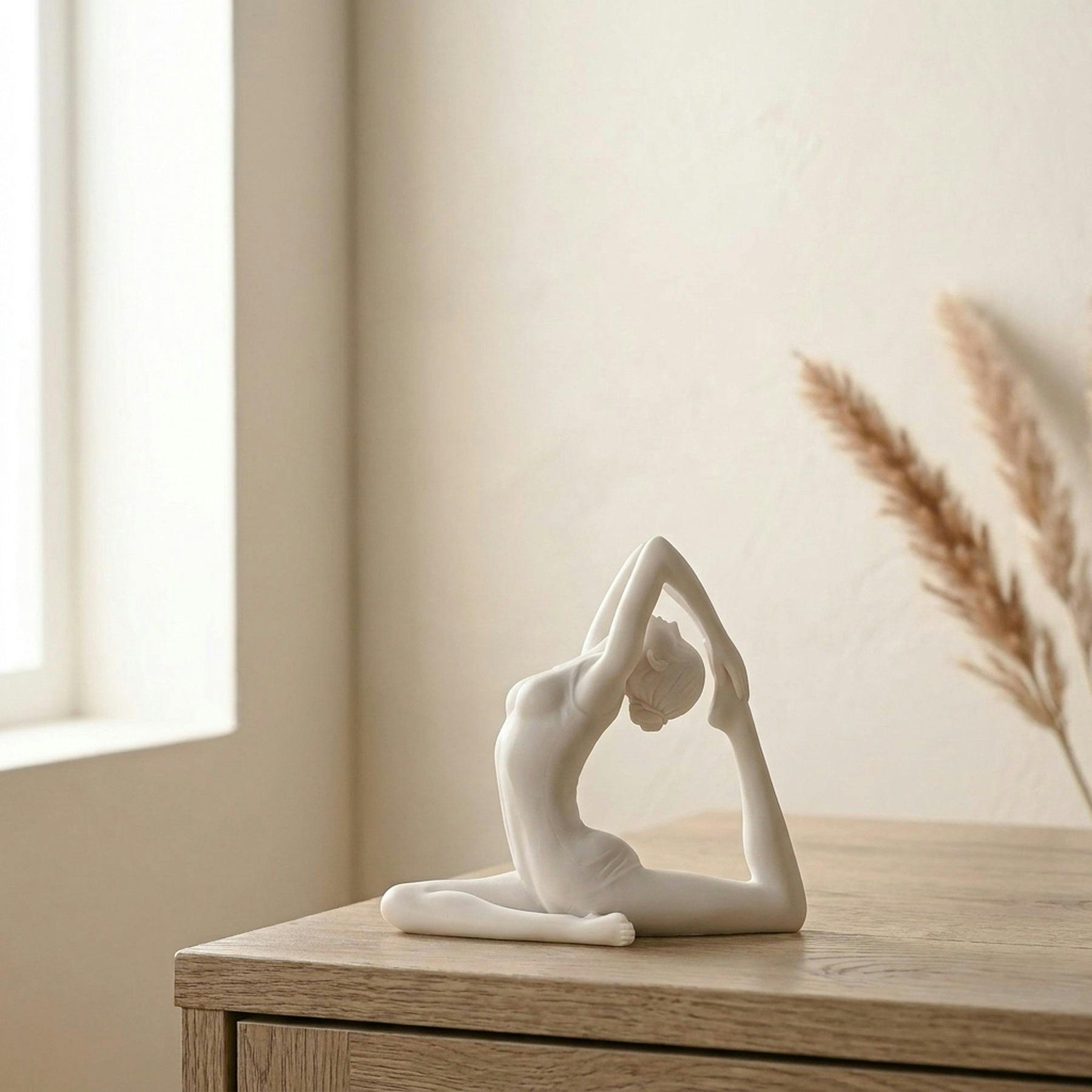 Serenity Mermaid Yoga Pose Figurine - White Polyresin - Collectible Gift - Image 3
