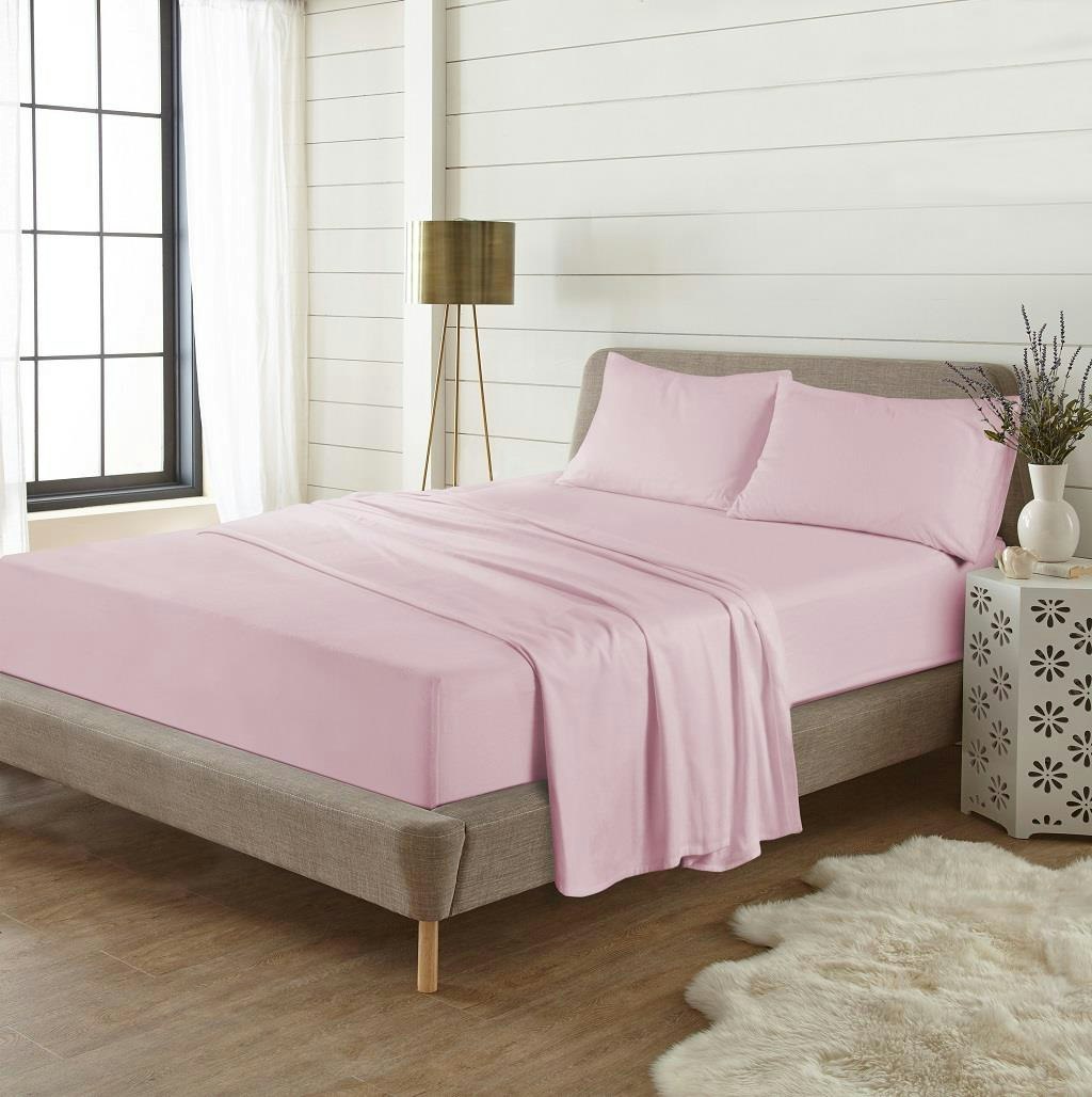 Rackhams Pink Flannelette Brushed Cotton 16" Deep Fitted Sheet - Double - Fitted Sheet