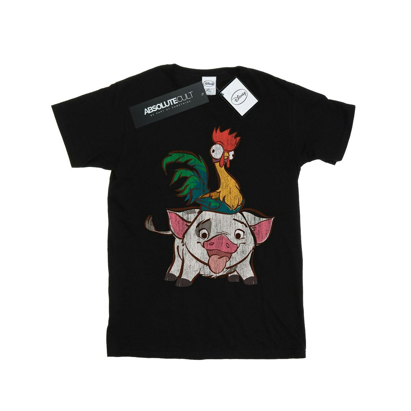 Disney Women's Black Moana Hei Hei And Pua Cotton Boyfriend T-Shirt - Xxl