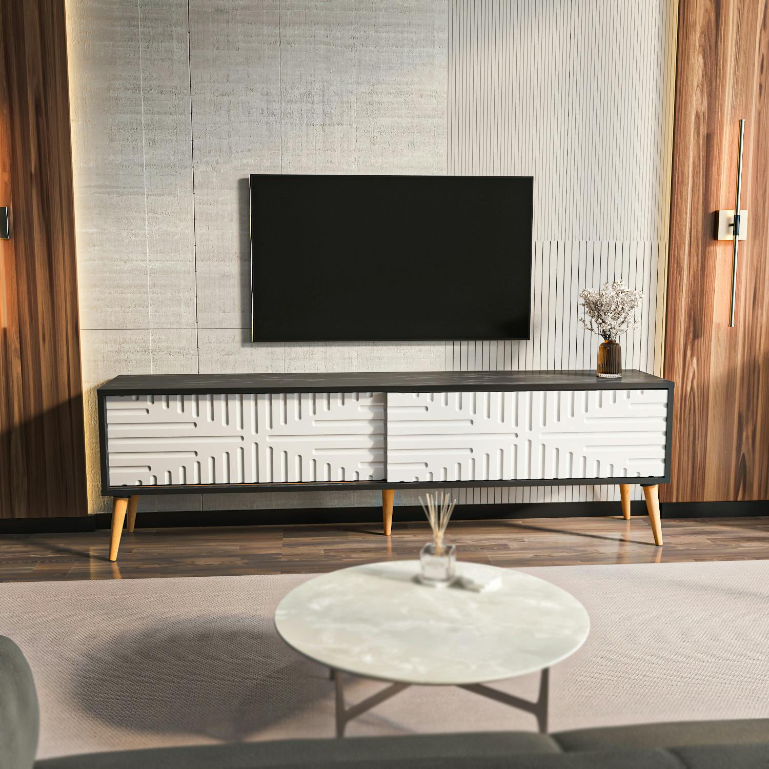 Decorotika White Riso Modern Tv Stand Tv Cabinet For Tv's Up To 65" - Bendire