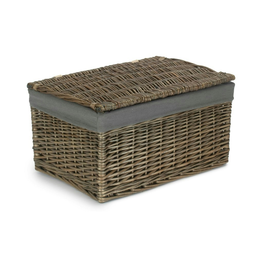Rackhams Red/Cream Antique Wash Cotton Lined Storage Basket - Large
