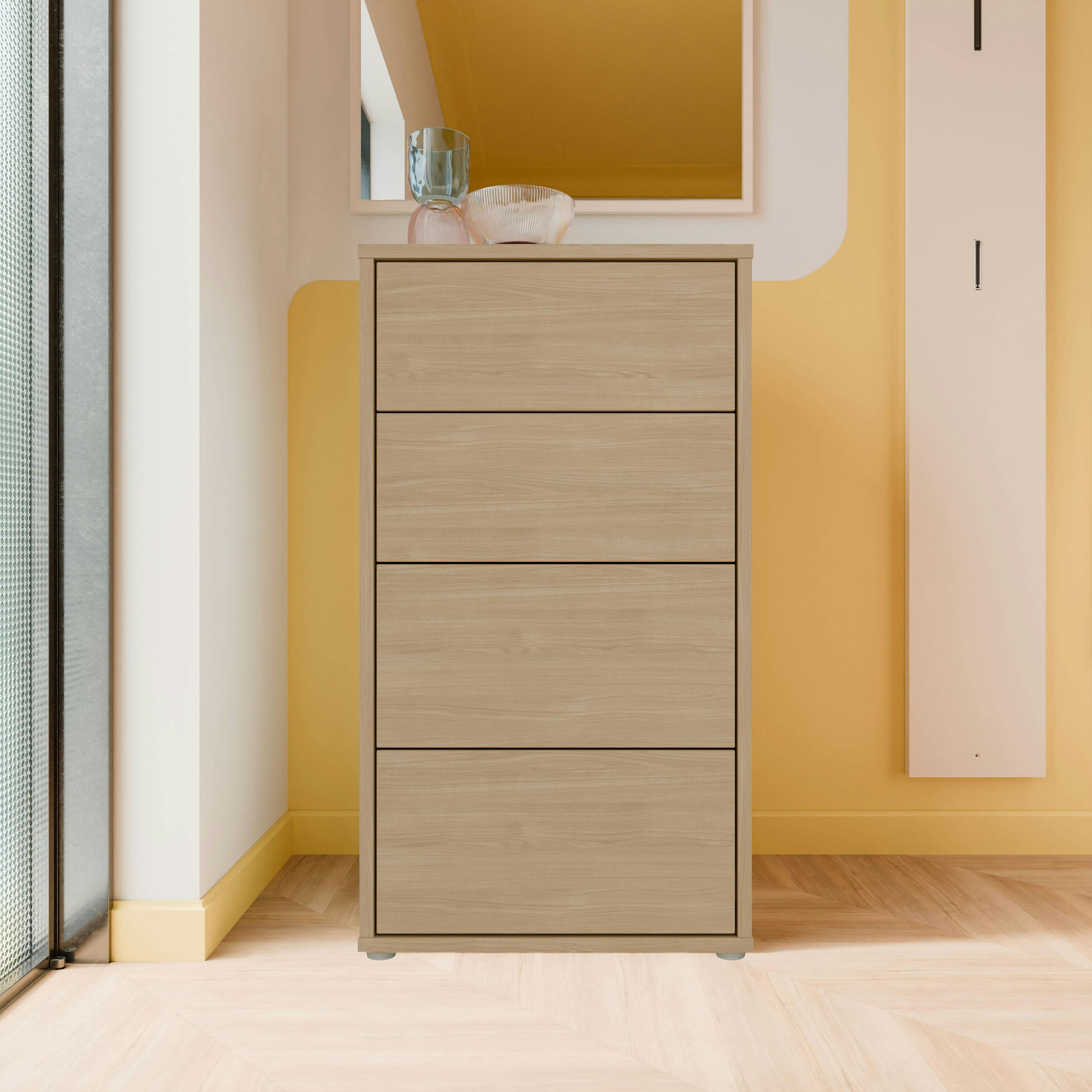 Furniture To Go Grain Alice Springs Tall 4 Drawer Chest With Push-To-Open Drawers In Elegancia Oak - Standard - Elegancia Oak - Manufactured Wood
