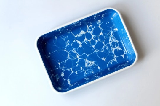 Rozi Cobalt/Blue/White Bubble Collection Enamel Rectangular Serving And Roasting Dish - 26(W) X 18(D) X 4(H) Centimeters