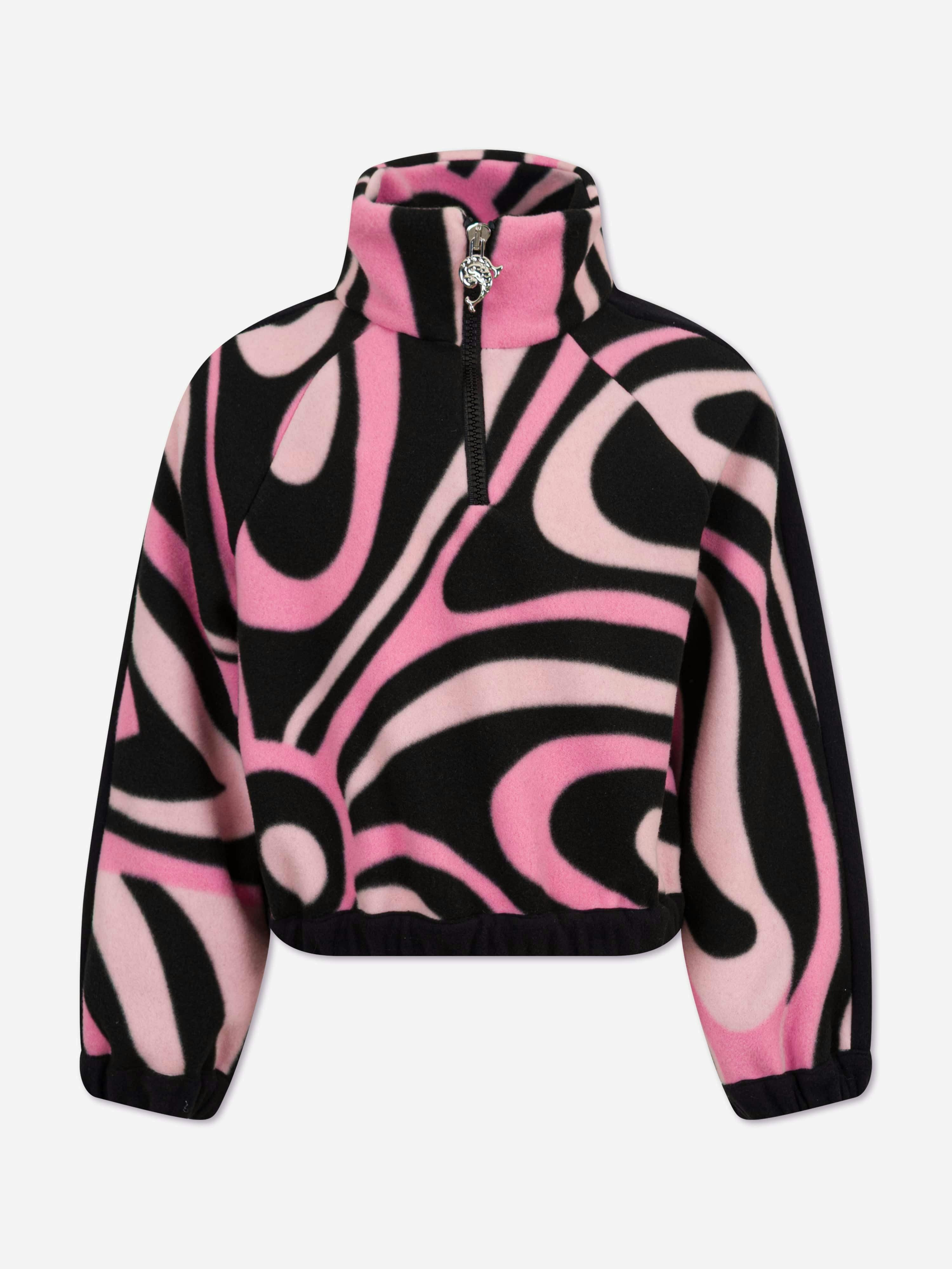 Pucci Girls Pink Marmo Half Zip Sweatshirt In - 5 Yrs