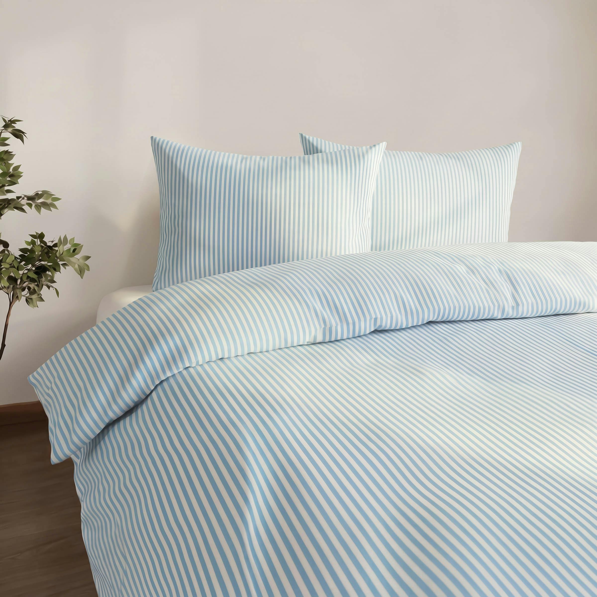 Rackhams Blue Studio Edition Pinstripe Duvet Cover Set - Double