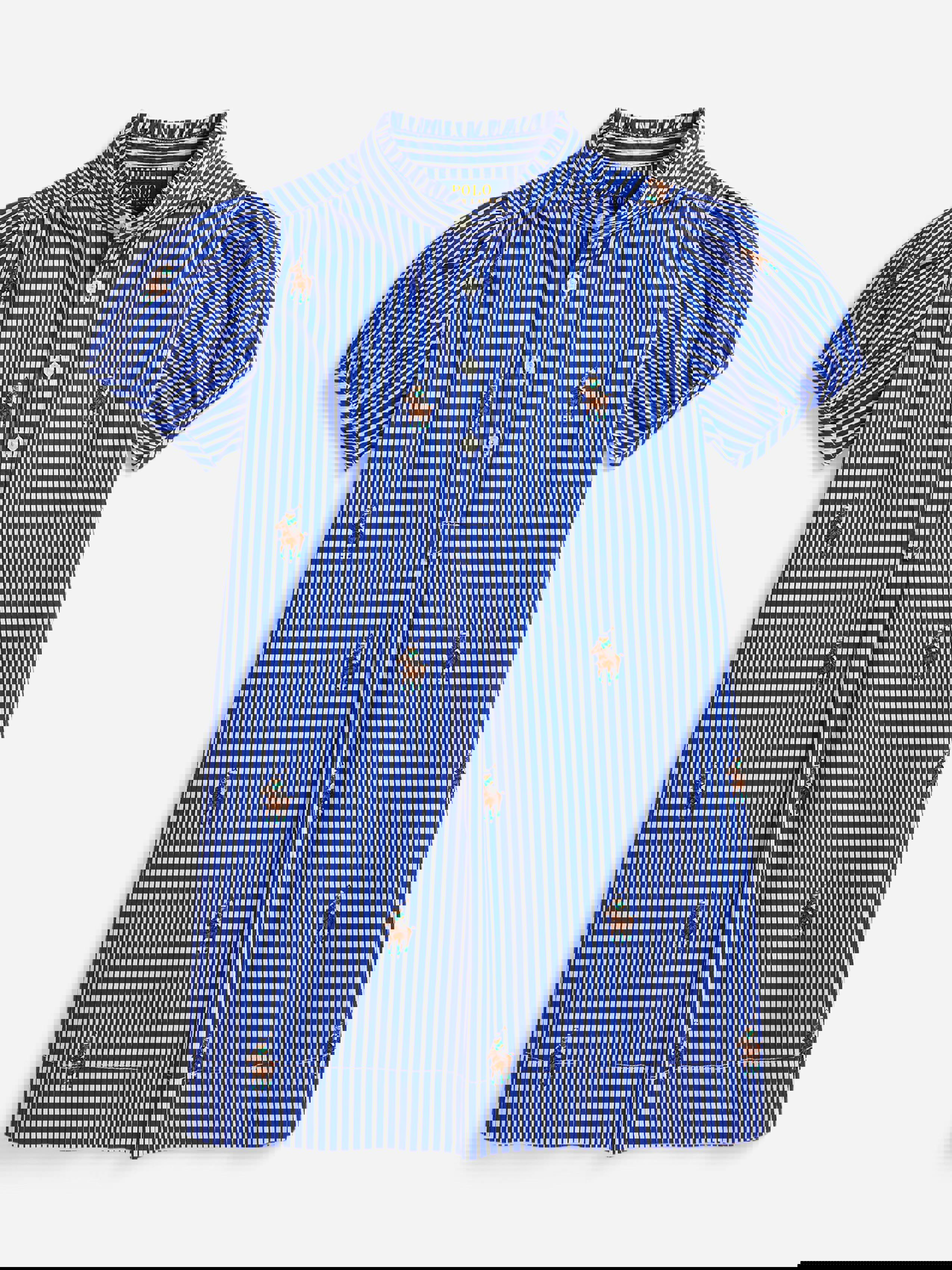 Ralph Lauren Kids Girls Blue Ralph Lauren Striped Logo Shirt Dress In - 6 Yrs