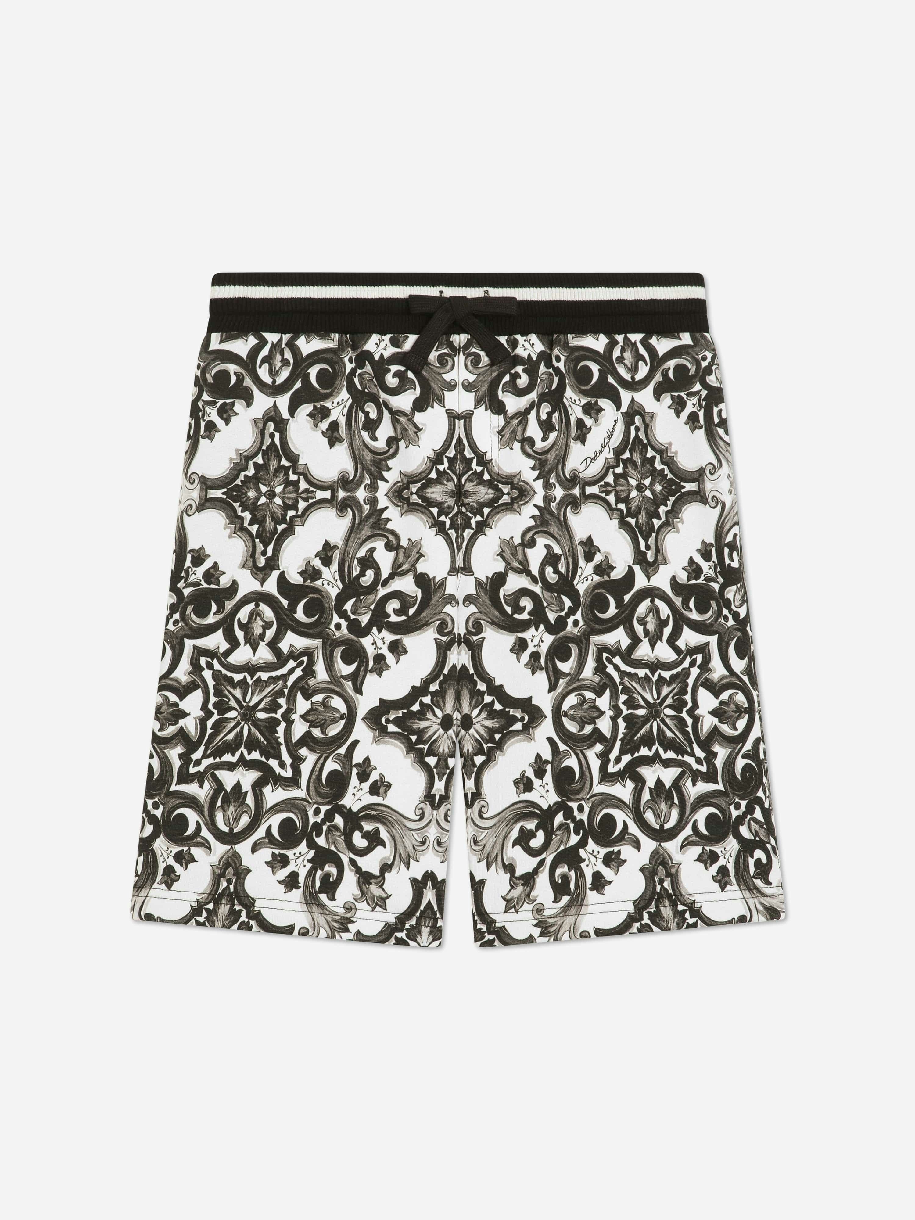 Dolce & Gabbana Kids Boys Black Dolce & Gabbana Majolica Print Shorts In - 4 Yrs