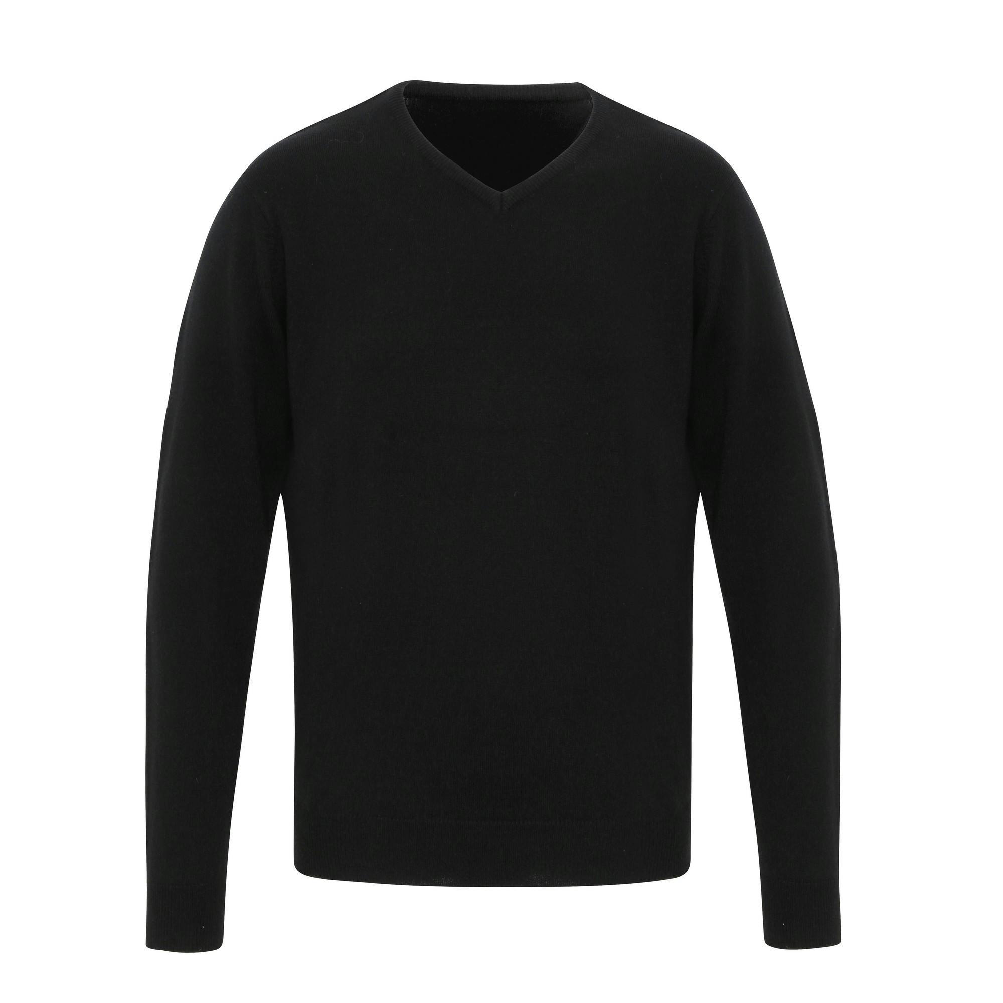 Premier Mens Essential Acrylic V-Neck Sweater (Black) - Size X-Small - Image 3