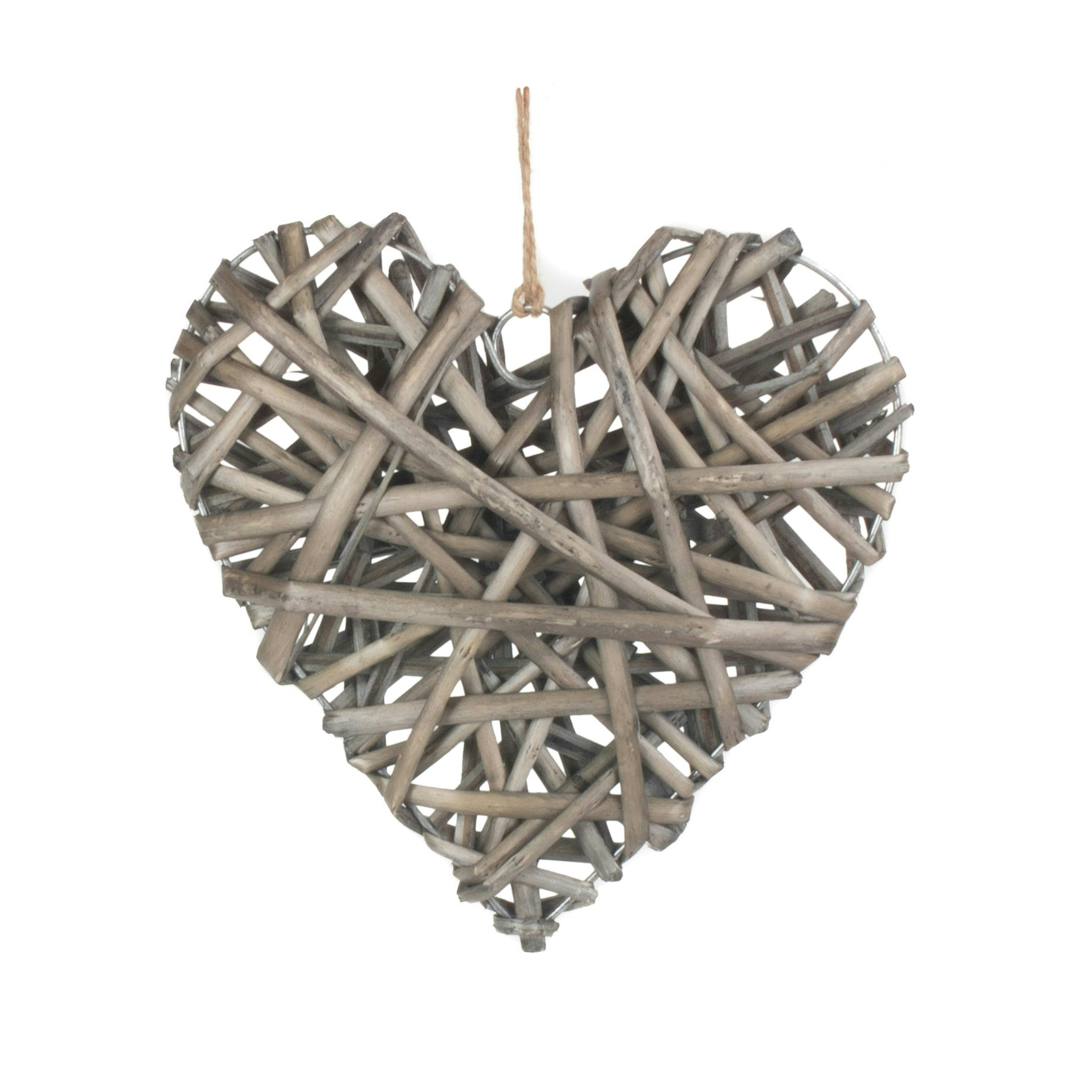 Rackhams Red Full Antique Wash Wicker Heart - Medium