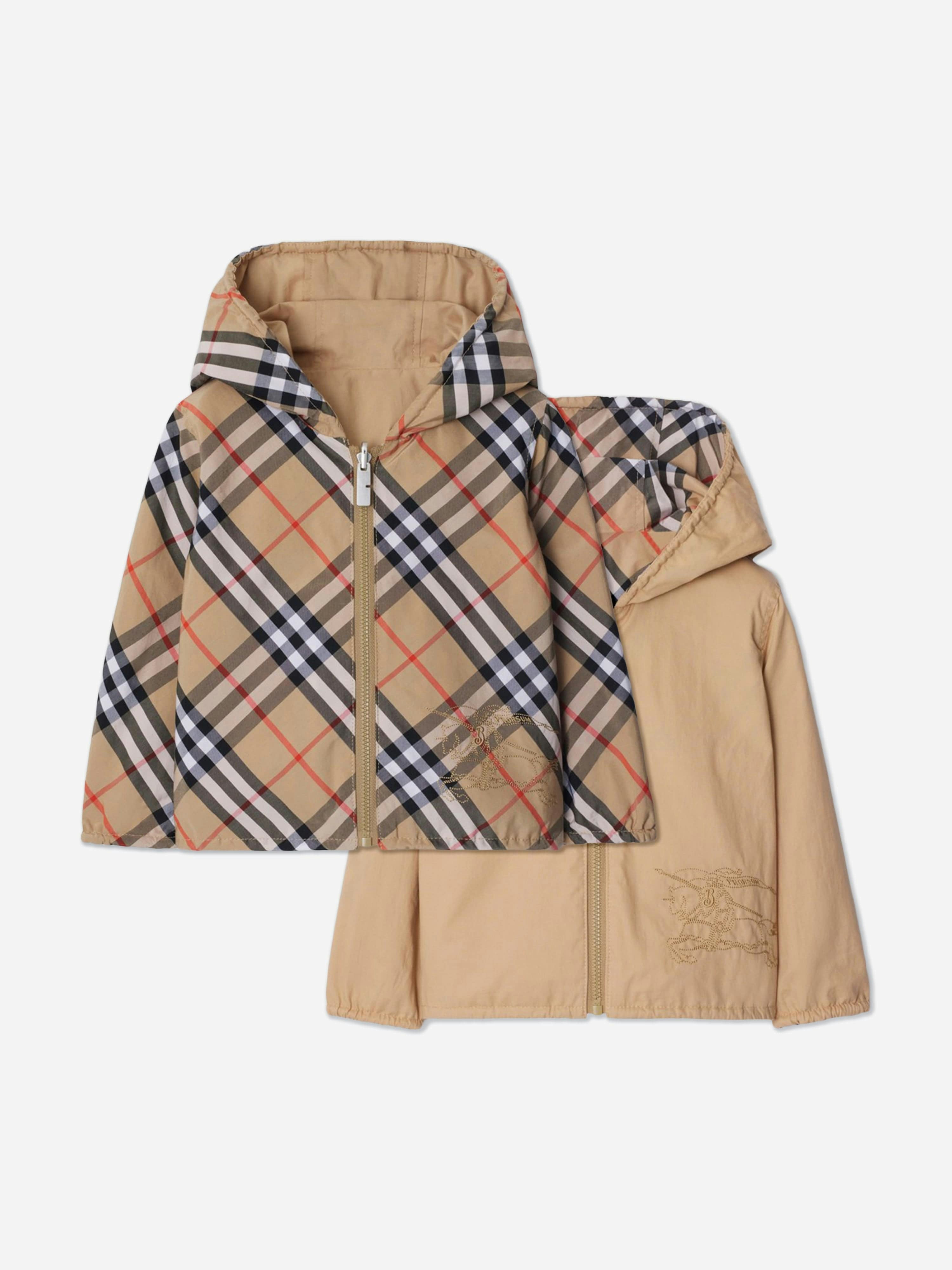 Burberry Kids Boys Beige Burberry Baby Mini Rufus Check Reversible Jacket In - 12 Mths