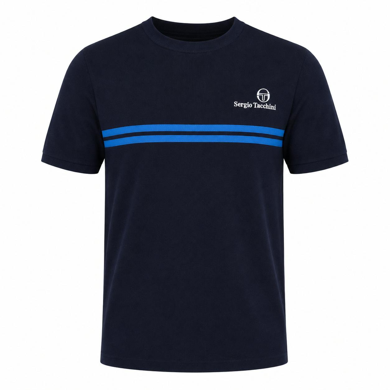 Sergio Tacchini Men's Maritime Blue/Princess Blue New Supermac T-Shirt - Image 4