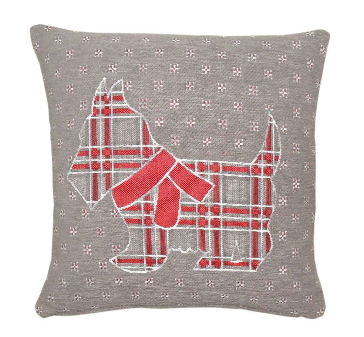 Velosso Grey Traditional Scotty Dog Cushion - 43Cm X 43Cm - Scottie Dog