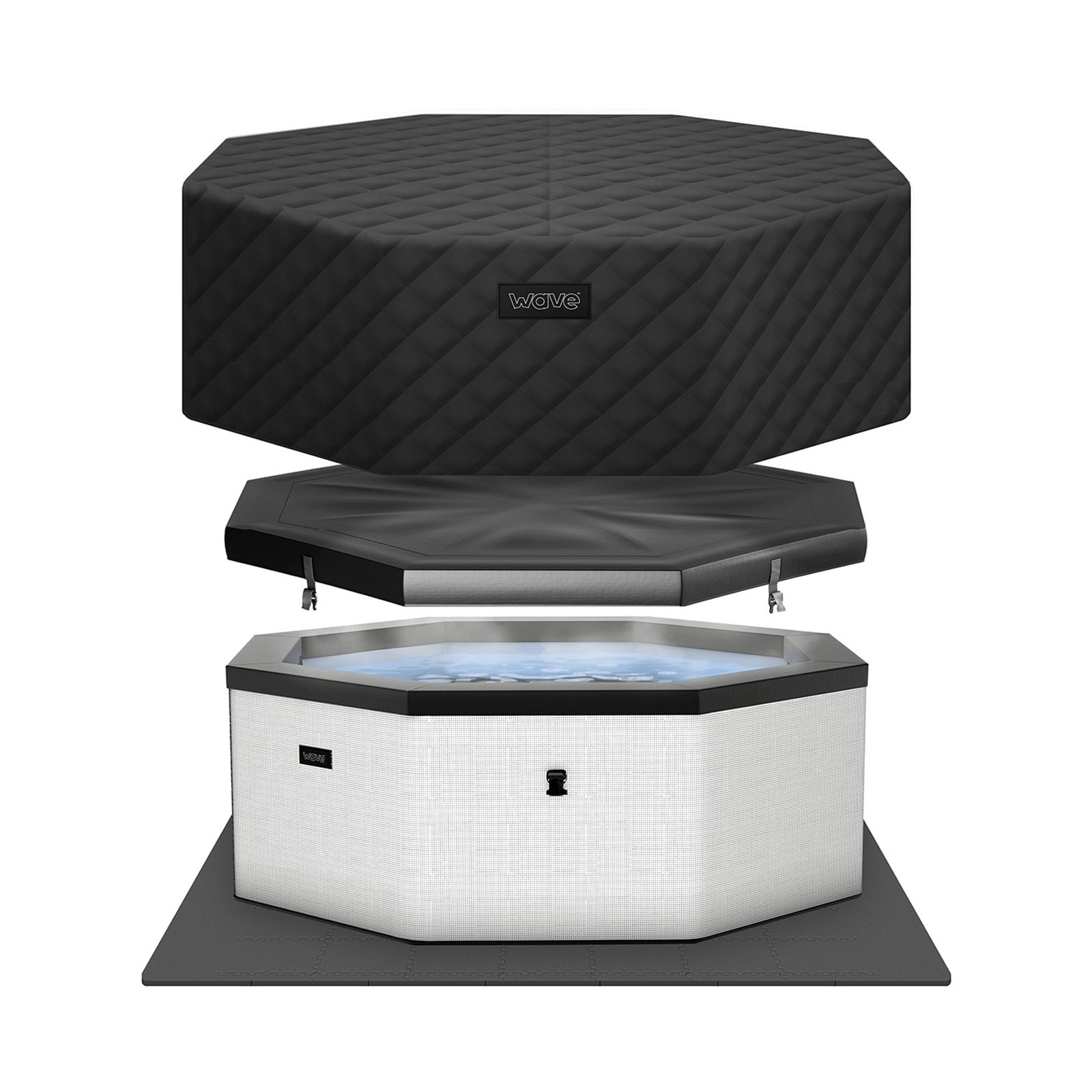 Rackhams White Como | 6-Person Eco Foam Energysave Hot Tub Bundle | Built-In Integrated Heater - Pebble - 6 Person | 195X70cm