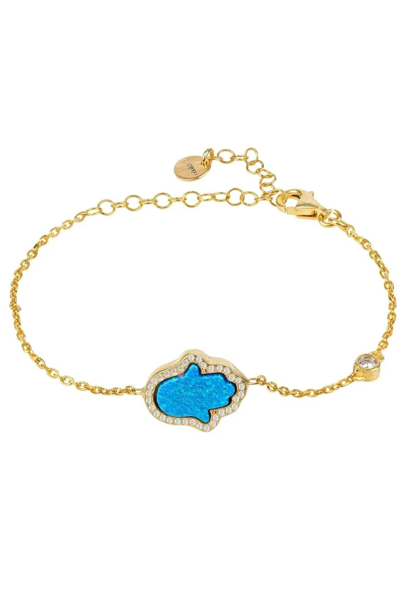Latelita Turquoise/Blue/Gold Hamsa Opalite Bracelet