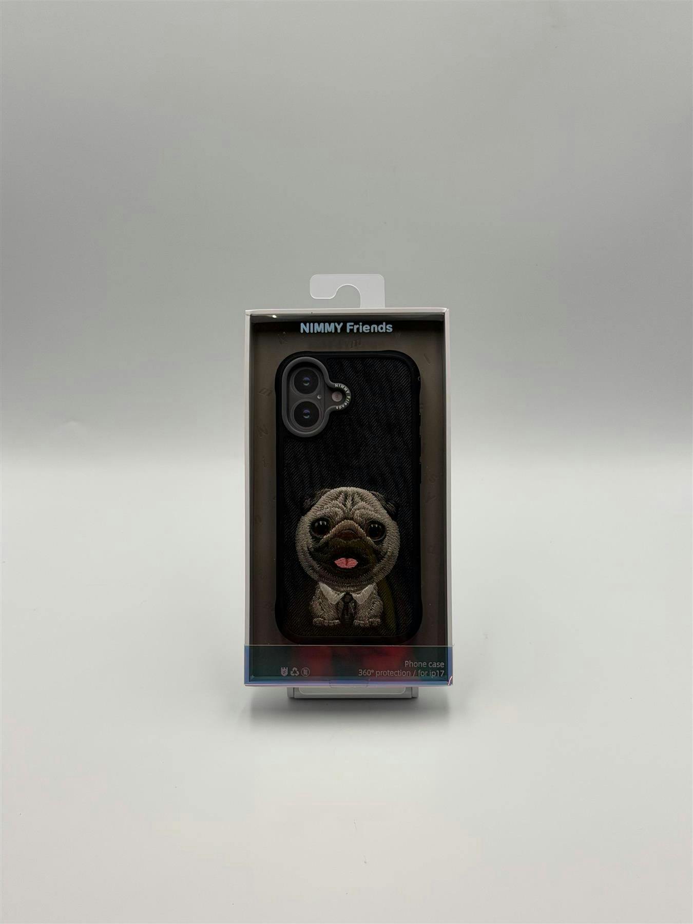 Nimmy Friends Black/Grey Nimmy Big Eye Cute Pet Pug Dog Case With Magsafe For Iphone 17 6.3" - N-Xdy-Ip17-09-A