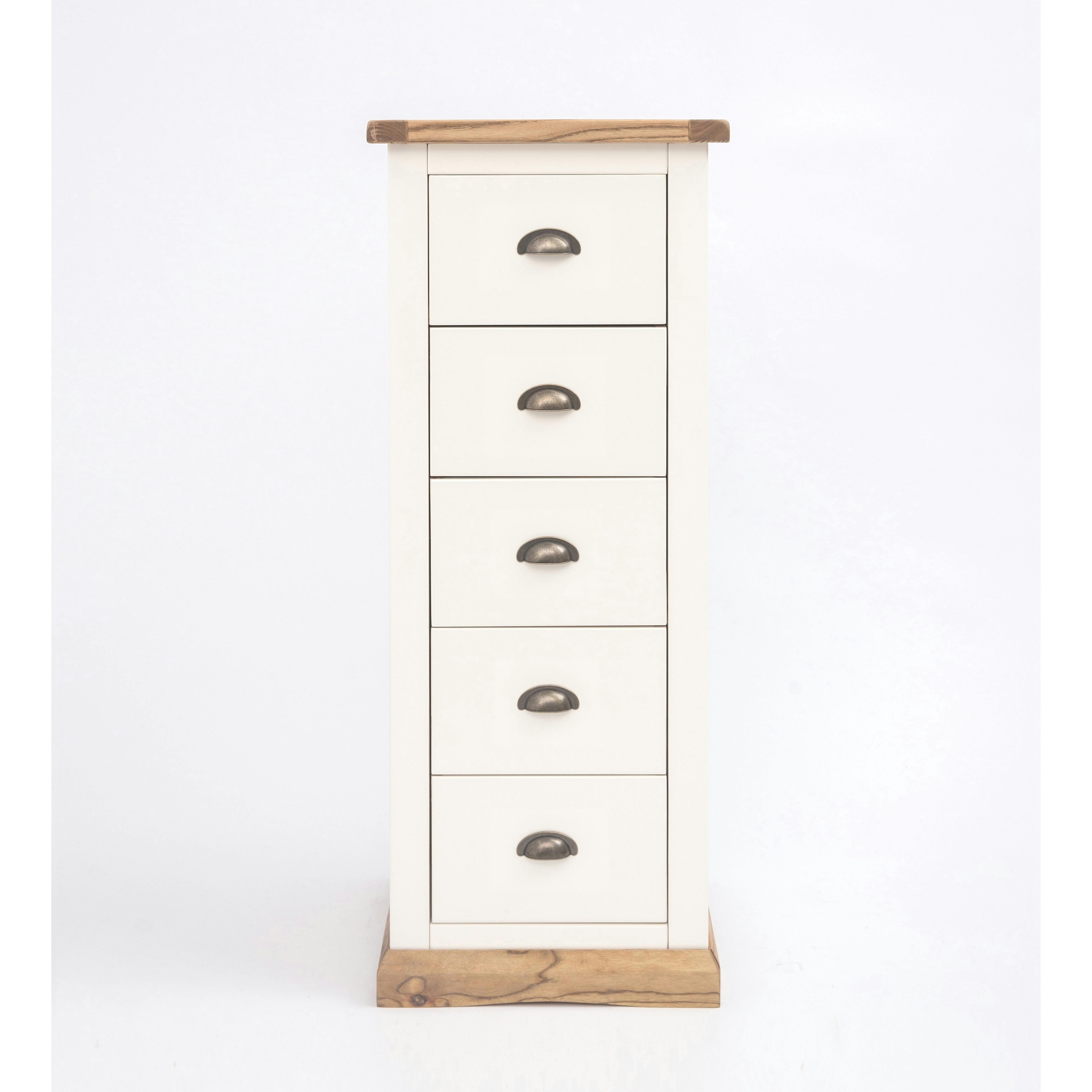 Cabinet Bits White Tropea 5 Drawer Narrow Chest Of Drawers Brass Cup Handle - Off