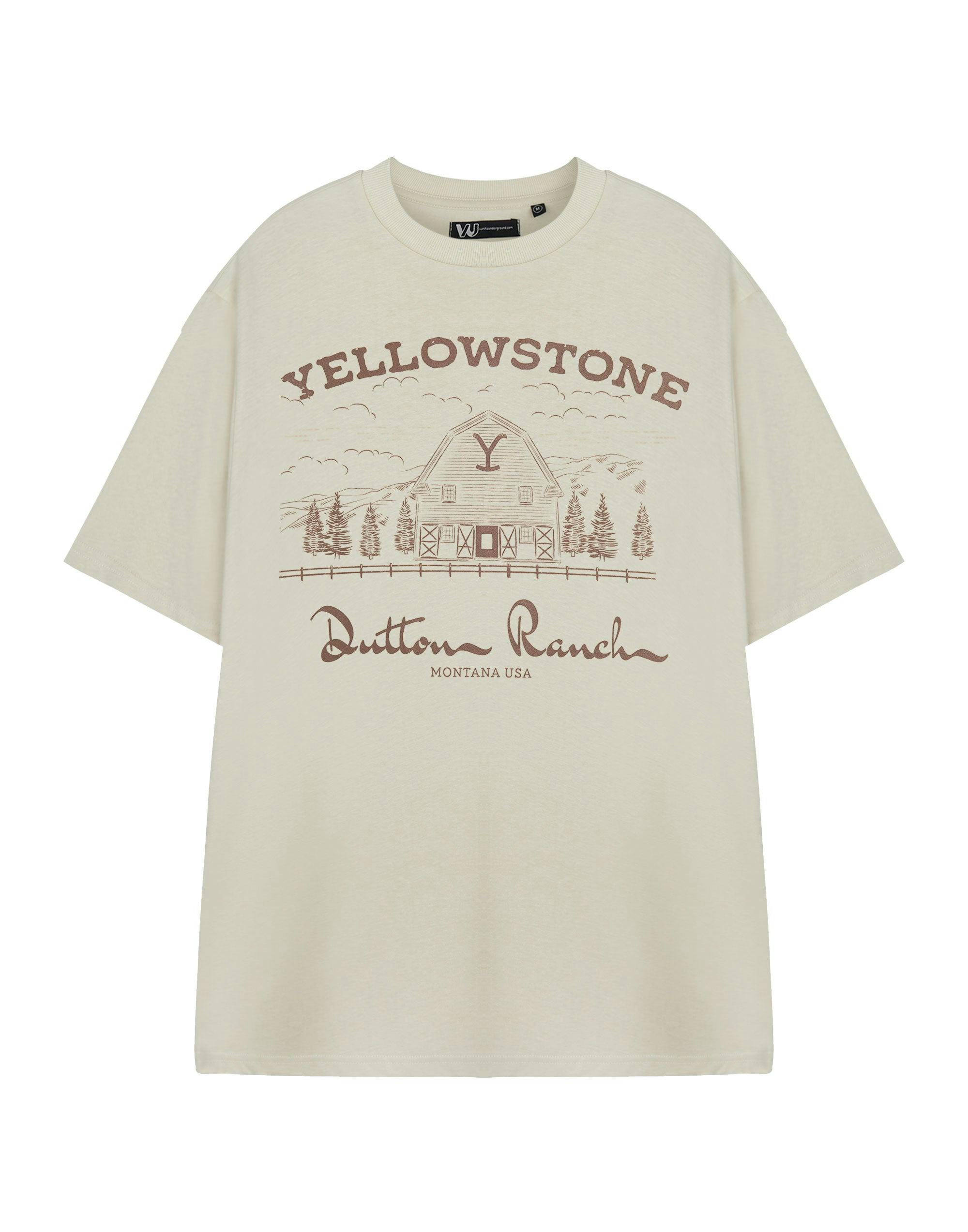 Vanilla Underground Men's Beige Yellowstone Barn Short Sleeved T-Shirt - XXX-Large