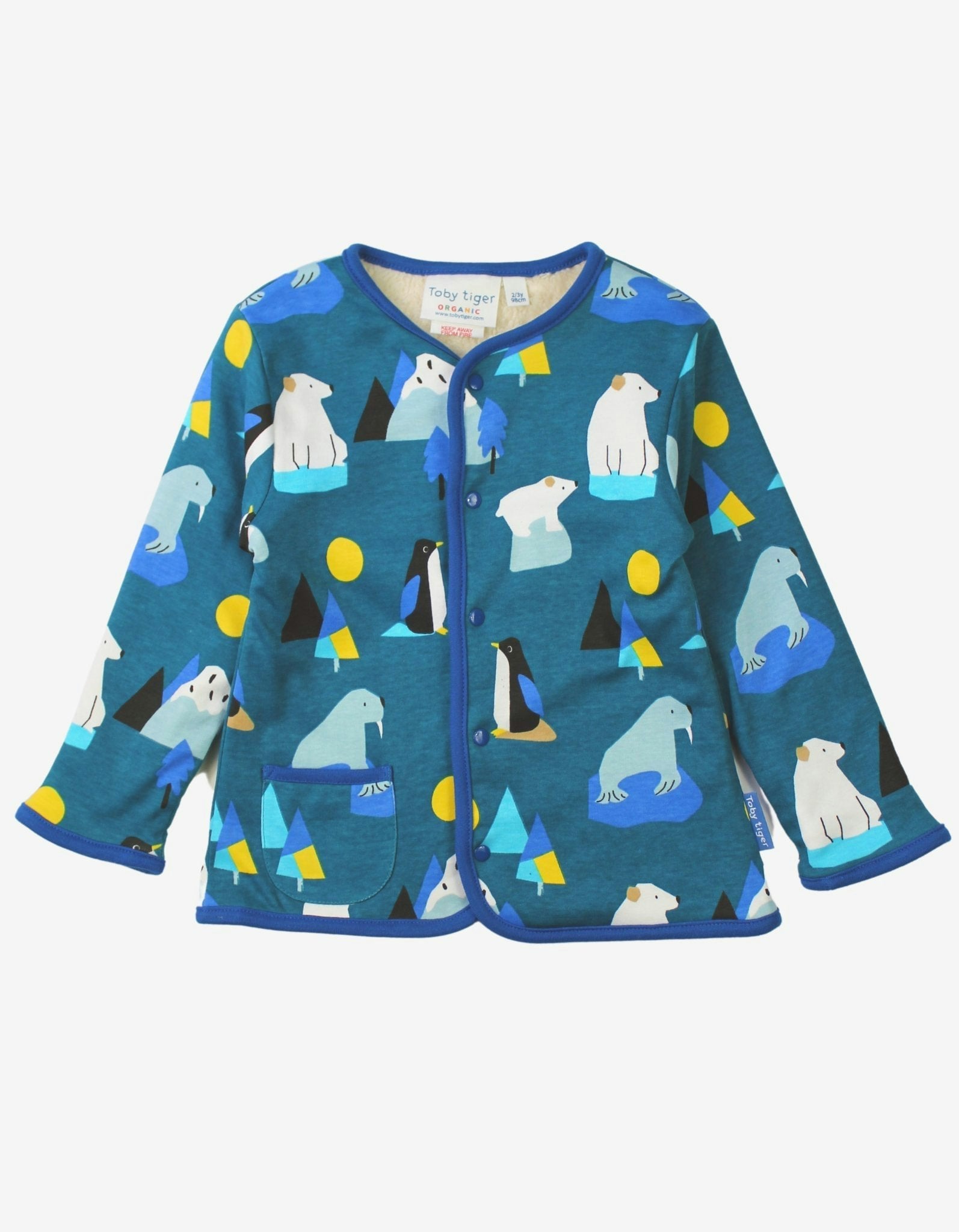 Toby Tiger Blue Organic Arctic Print Reversible Jacket - 2-3Y / 98Cm