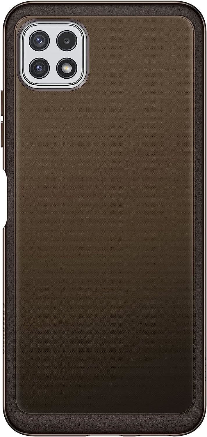 Case For Galaxy A22 5G Silicone Original Soft Clear Cover Design Tinted Black - Image 3