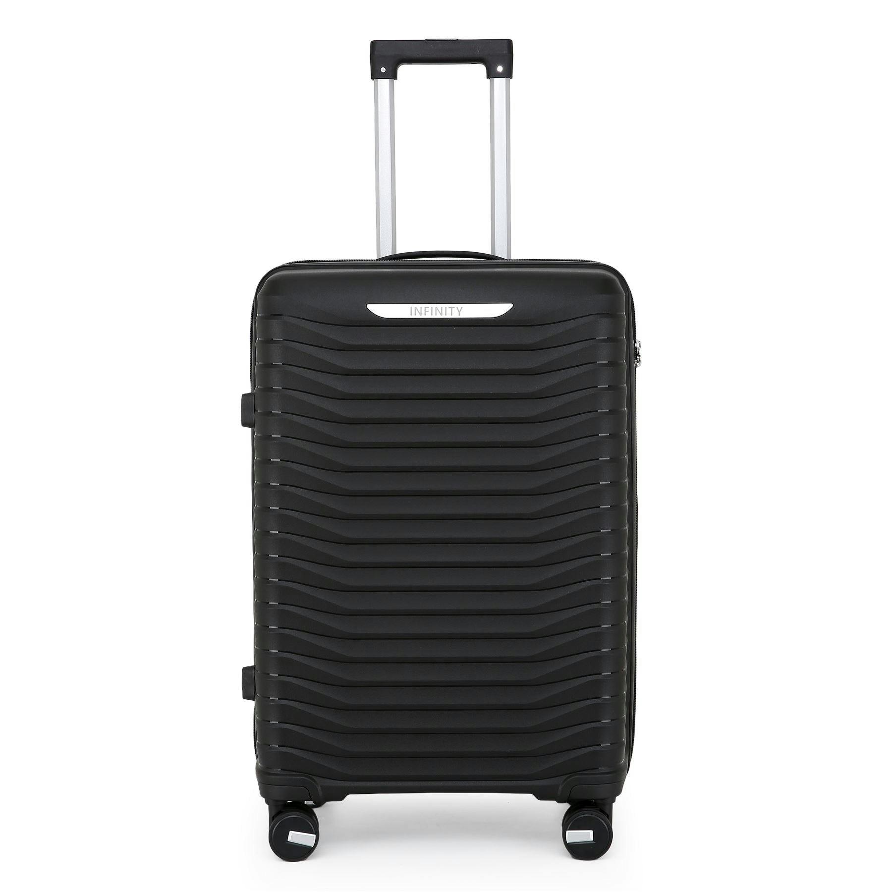 Infinity Luggage Black Hard Shell Suitcase Cabin Tsa Luggage Travel Set - Medium