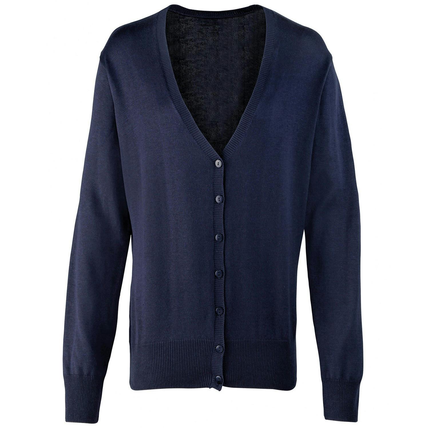 Premier (8 Uk, Navy) Womens/Ladies Cotton Acrylic V Neck Cardigan - Image 3