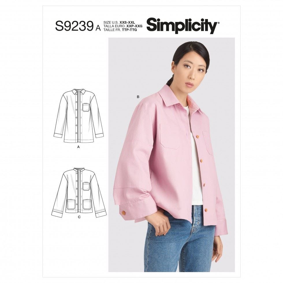 Simplicity Women's Sewing Pattern 9239, Jackets For A (Xxs-Xs-S-M-L-Xl-Xxl) - Intermediate - A (Xxs-Xs-S-M-L-Xl-Xxl)