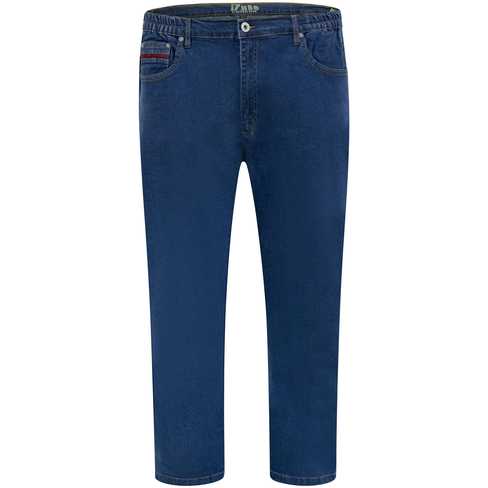 Duke Men's Blue D555 London Bailey Elasticated Waist Kingsize Jeans - 48L - 77% Cotton/22% Polyester/1% Elastane