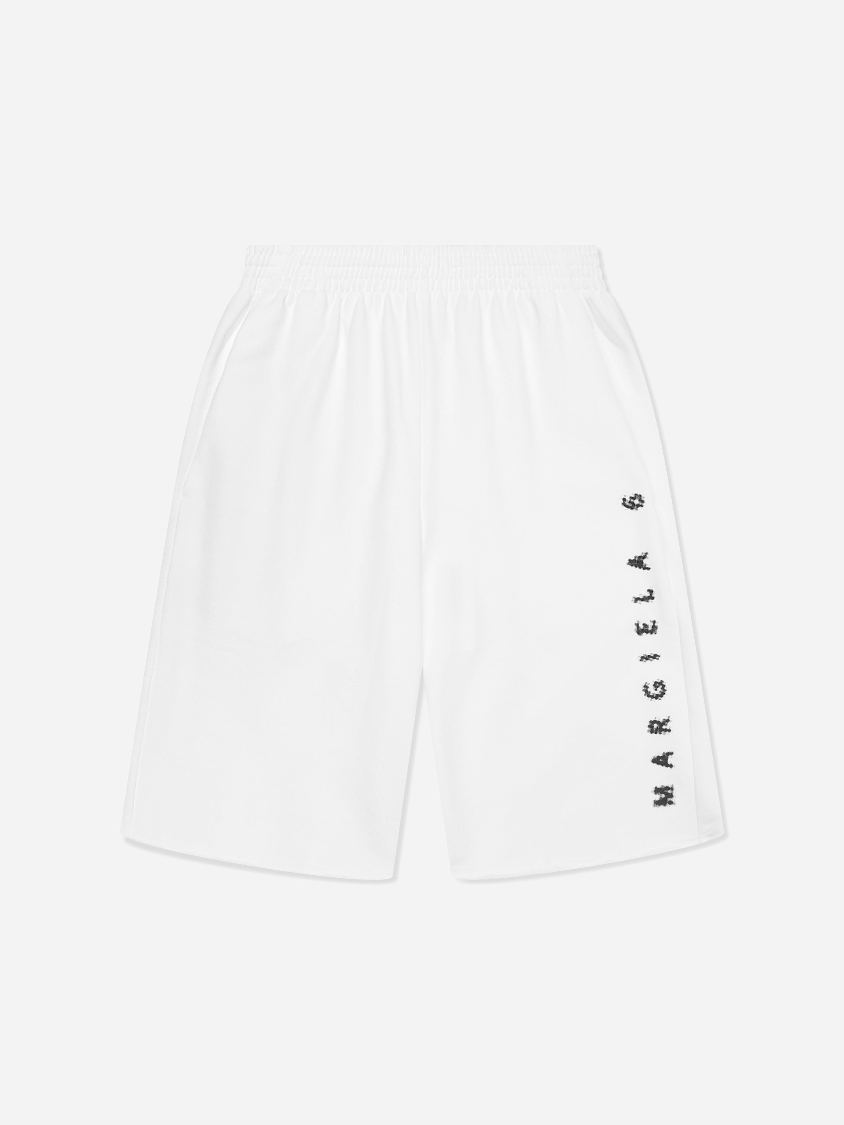 Mm6 Maison Margiela White Kids Logo Shorts In - 10 Yrs