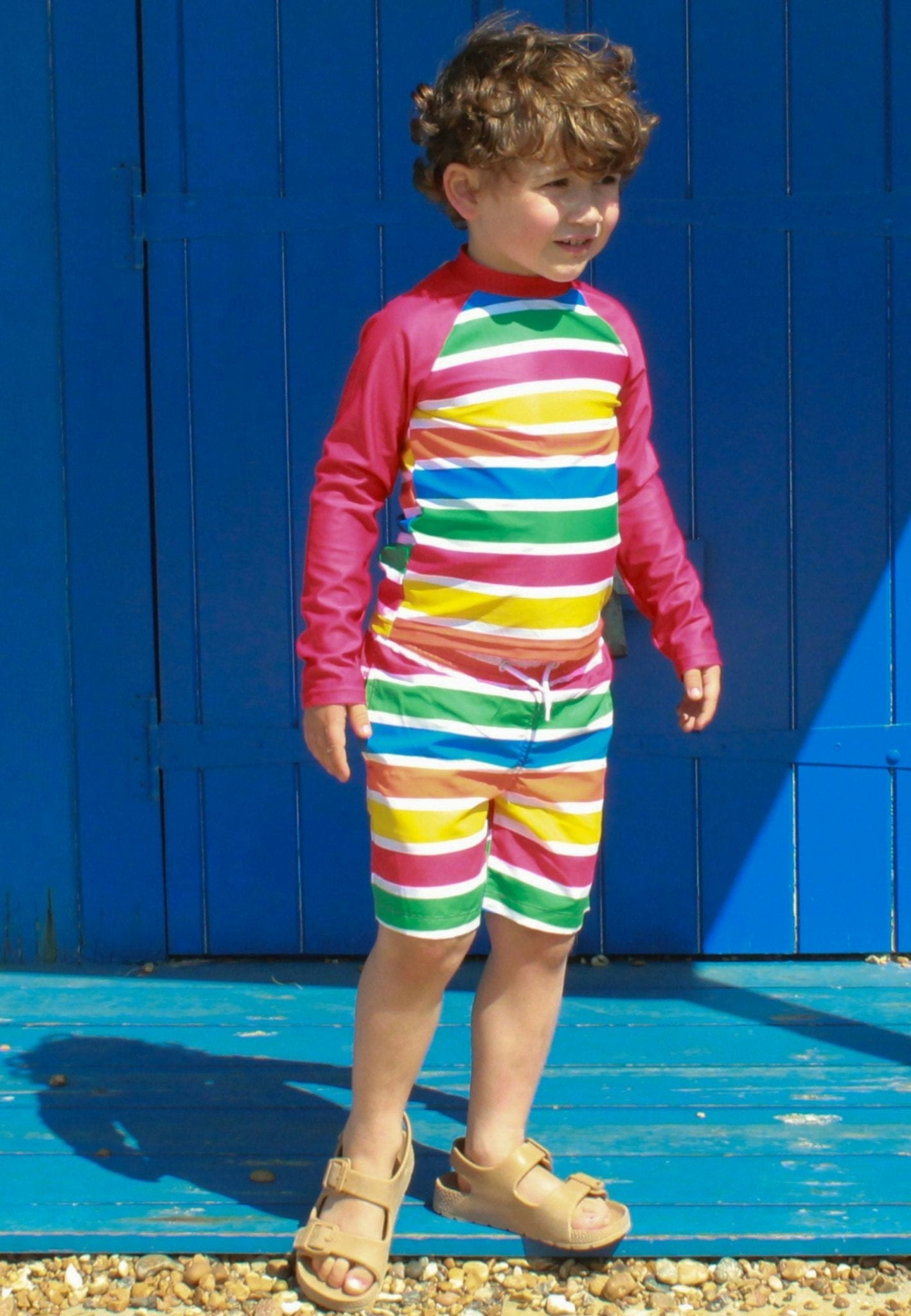 Toby Tiger Happy Stripe Print Kids' Swim Shorts - 7-8Y / 128Cm