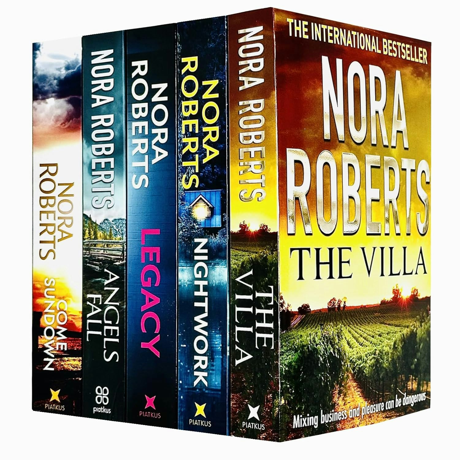 Piatkus Nora Roberts Collection Books Set (The Villa, Nightwork, Legacy, Angels Fall & Come Sundown) Size 5