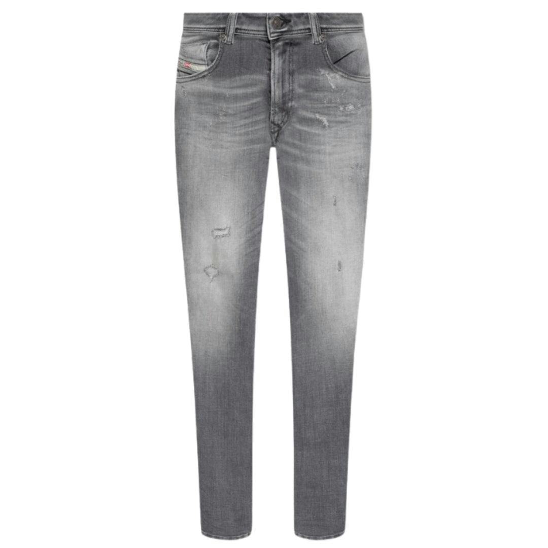 Diesel Men's Grey 1979 Sleenker Denim Faded Distressed Jeans - 36R - 96% Cotton/3% Elastomultiester/1% Elastane